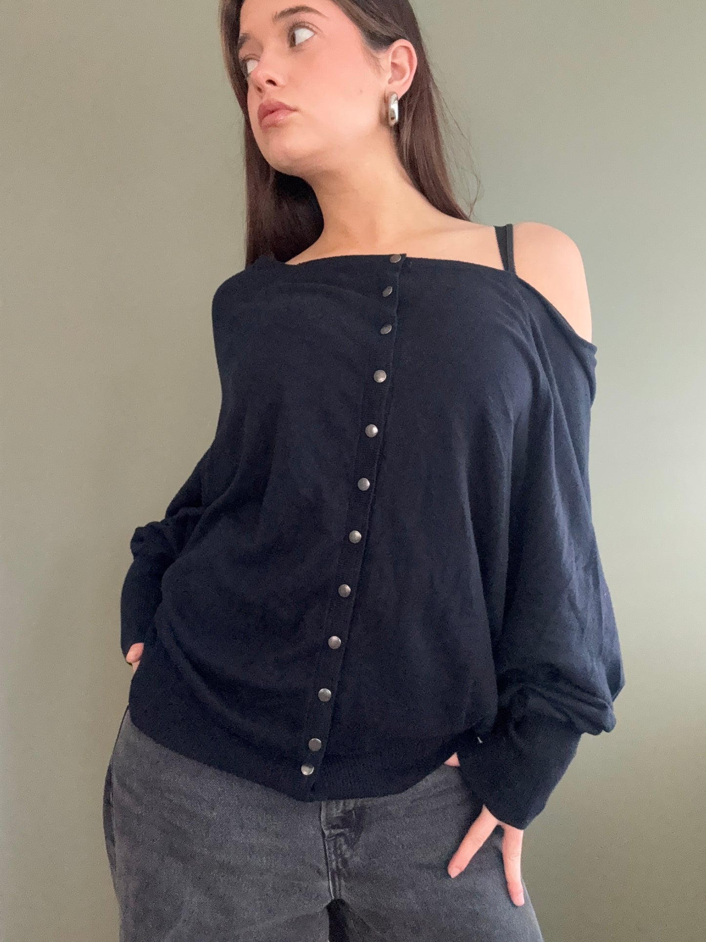 Navy Allsaints Batwing Jumper (L)