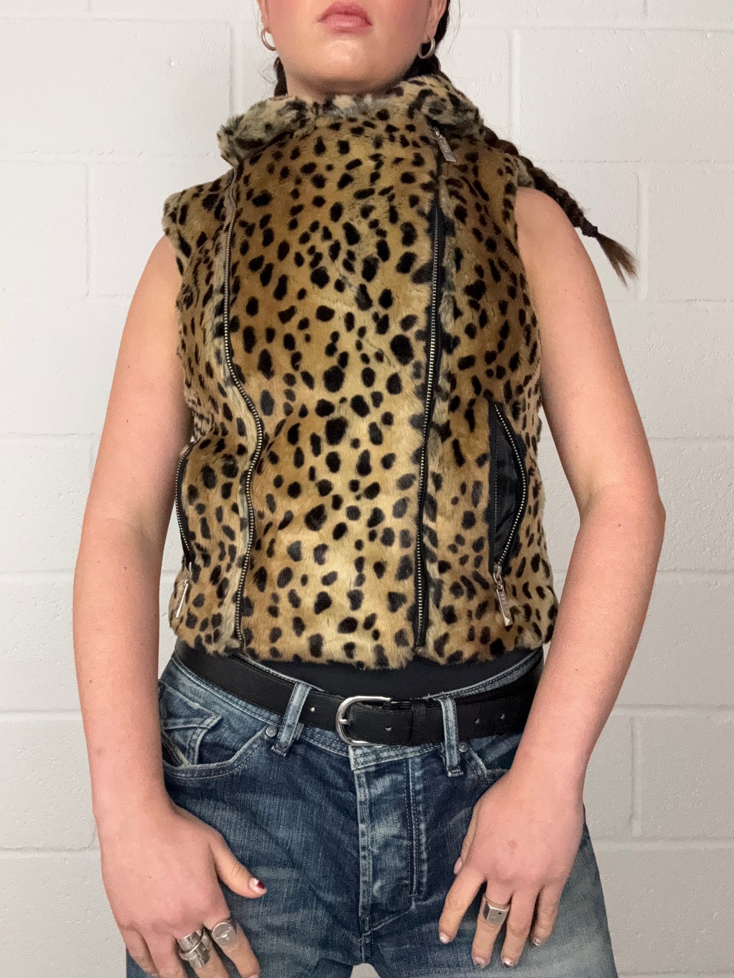 Guess Faux Fur Leopard Gilet (S)