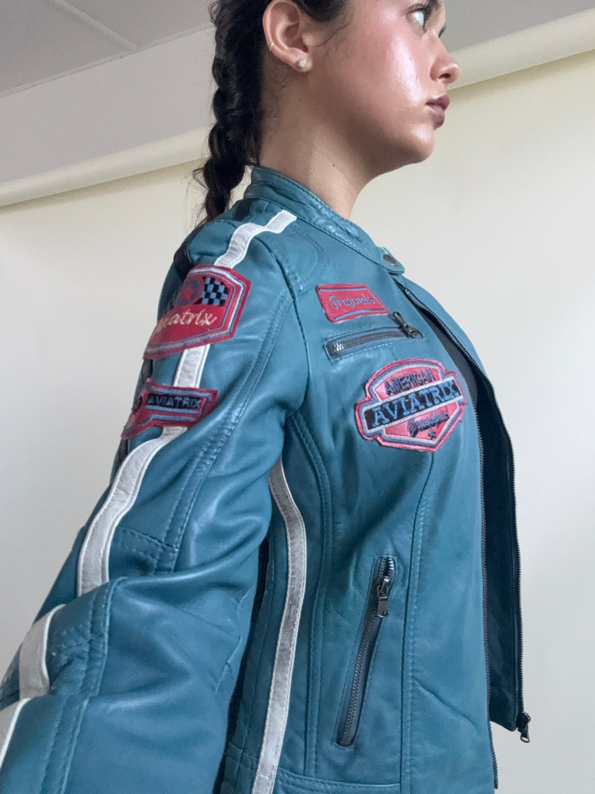 Aviatrix Leather Biker Jacket (S)