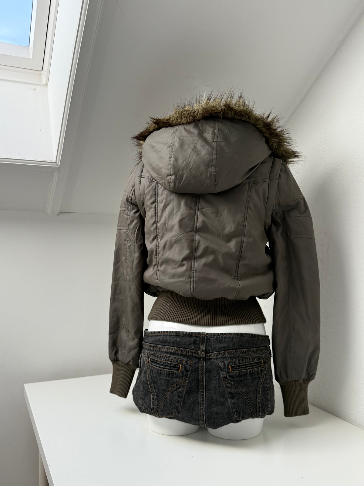Khaki Y2K Puffer Jacket (UK10)