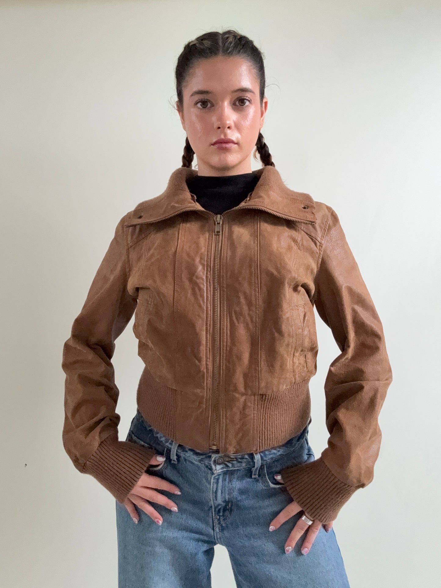 Leather Bomber Jacket (UK16)
