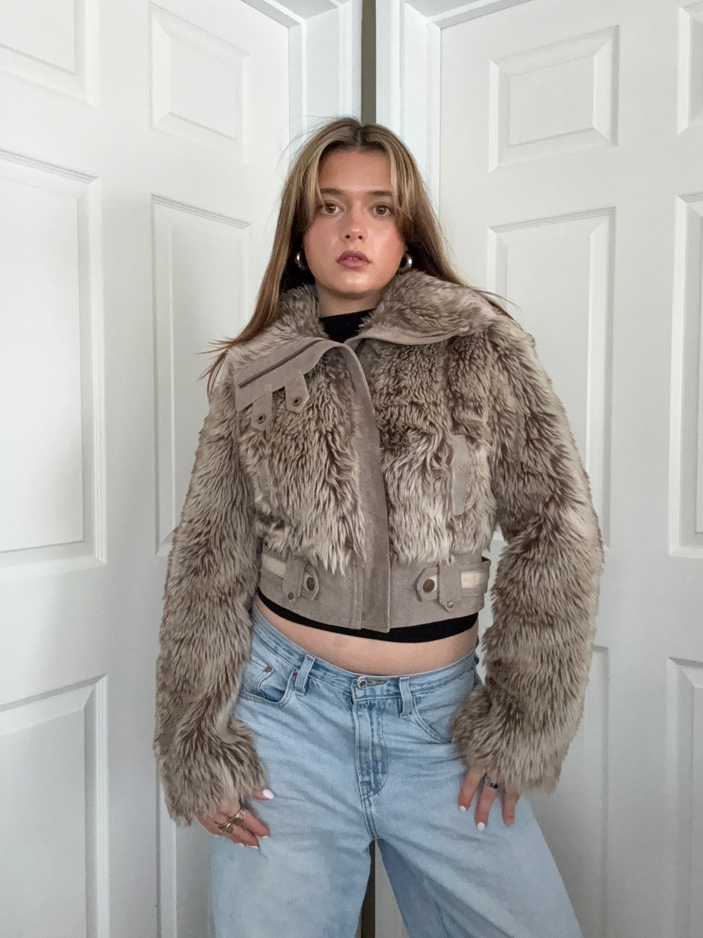 Faux Fur Bomber Jacket (UK10)