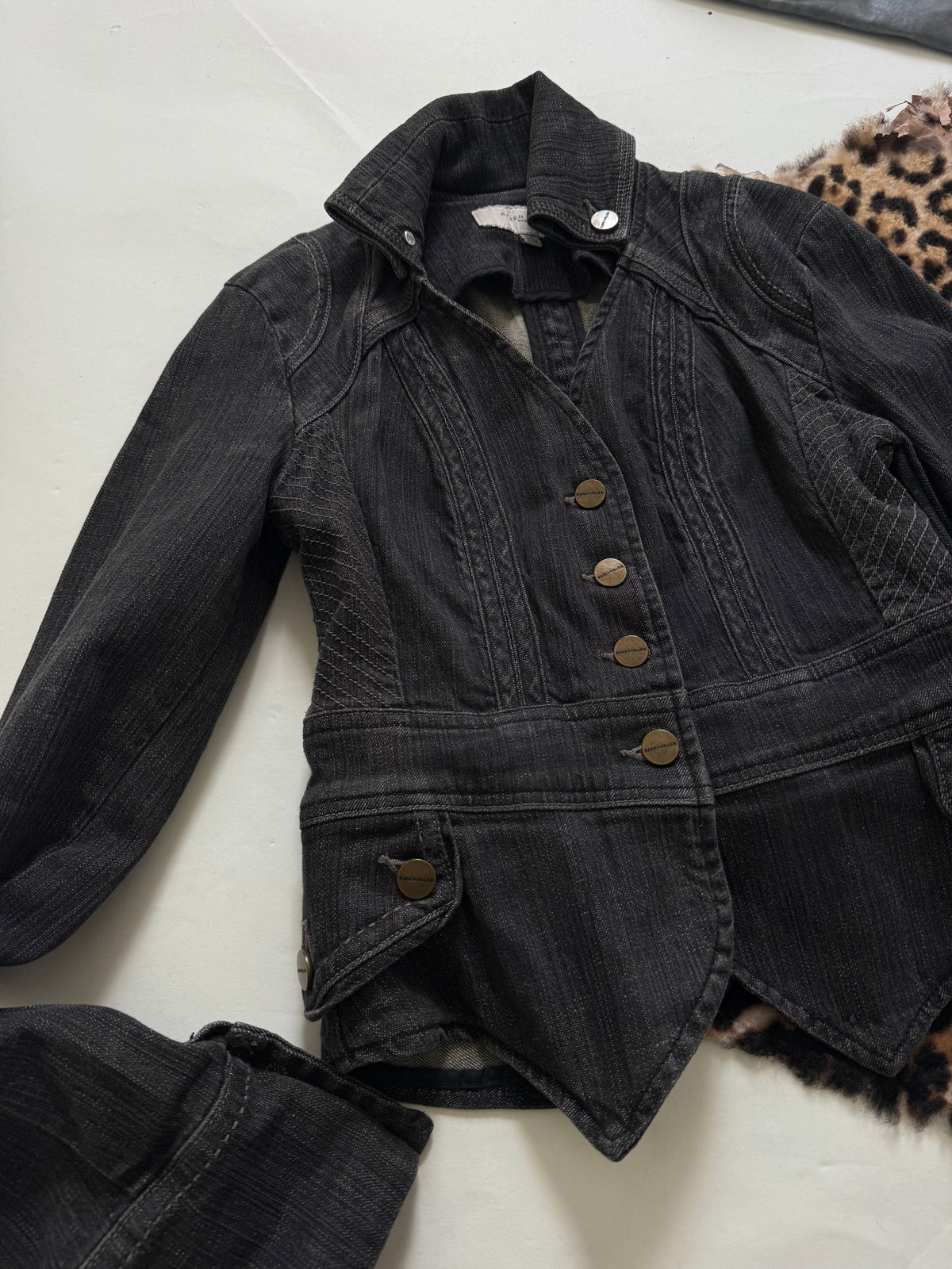 Karen Millen Denim Fitted Jacket (UK8)