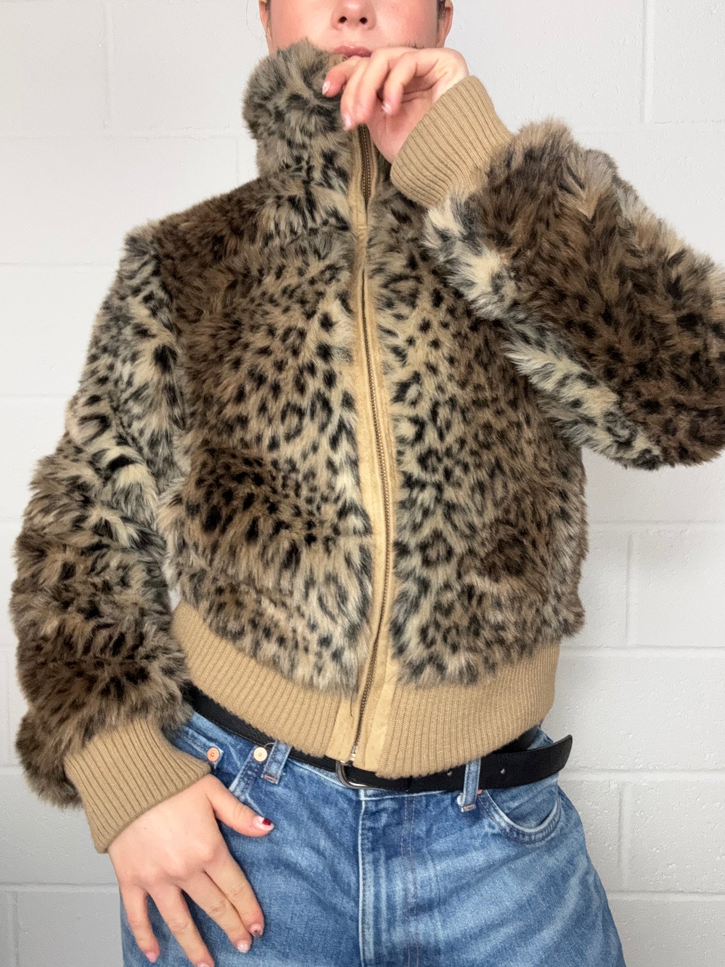 Leopard Faux Fur Jacket (UK8)