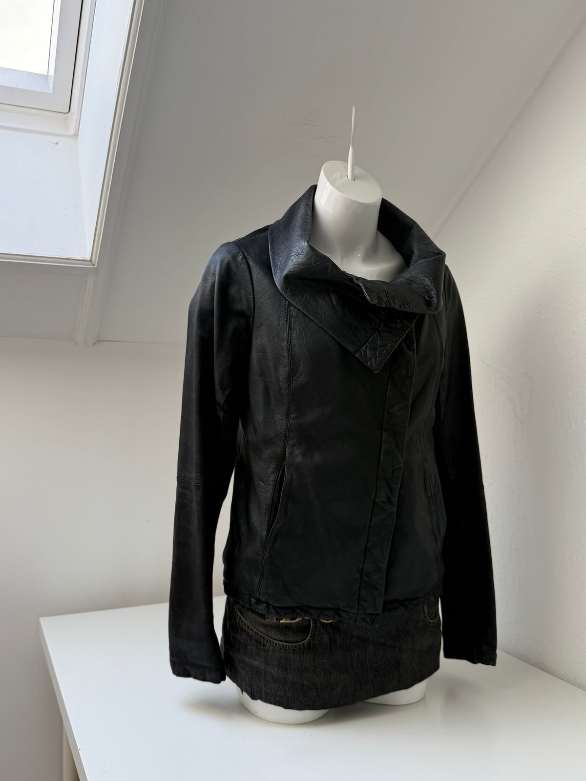 Allsaints Leather Asymmetric Jacket (UK12)