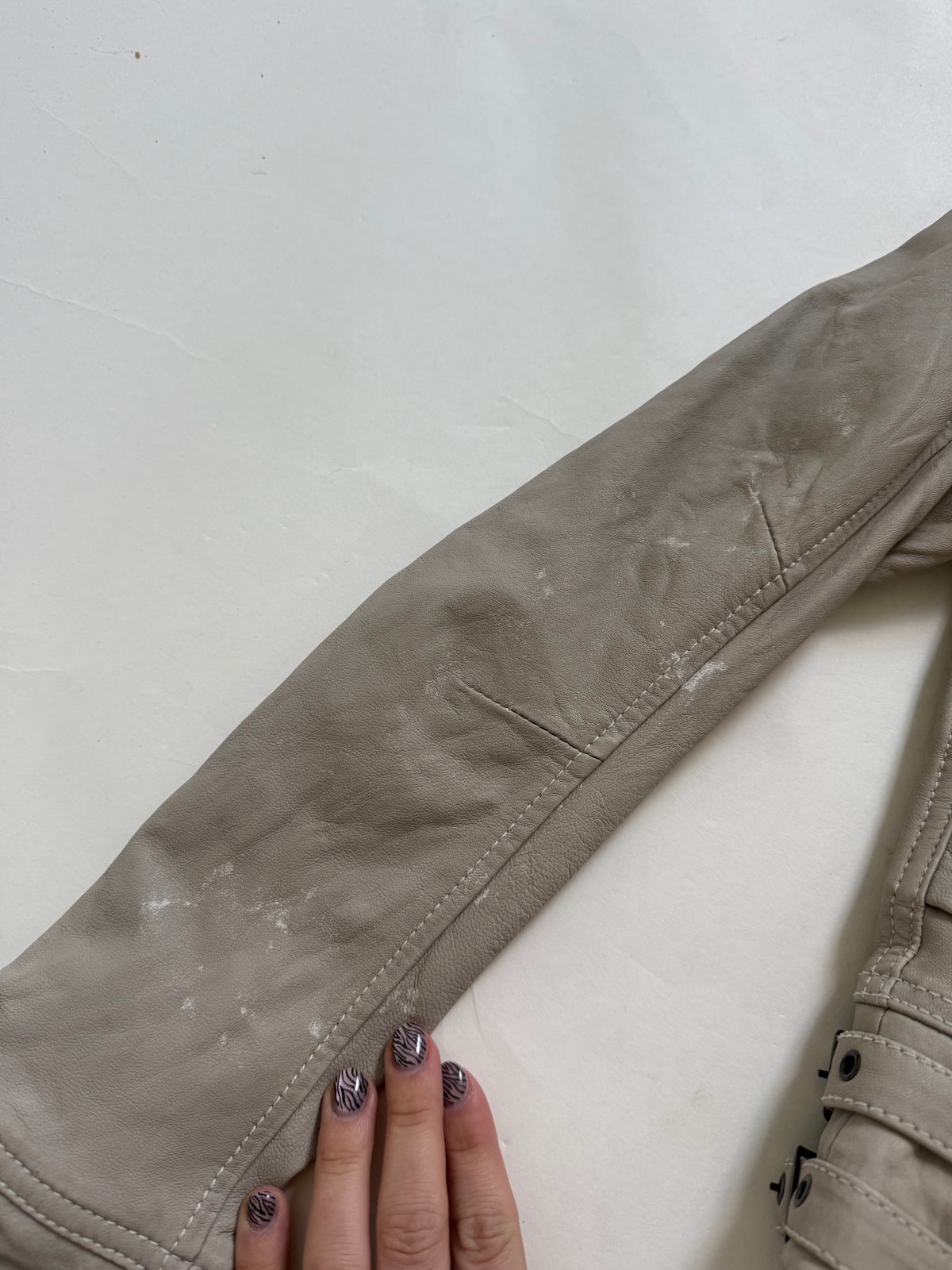 Fitted Leather Cargo Jacket (XS)