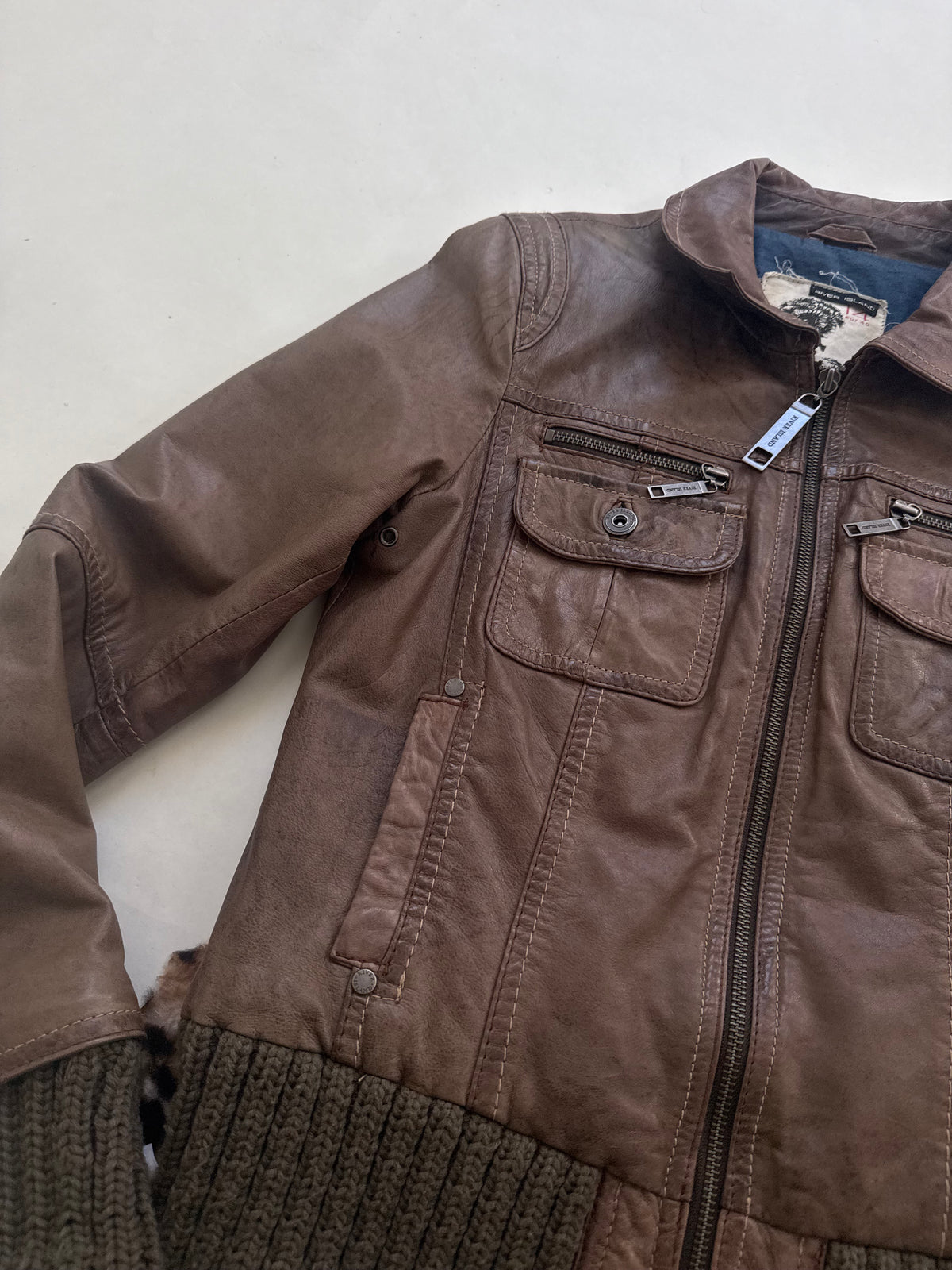 Vintage Leather Bomber Jacket (UK14)