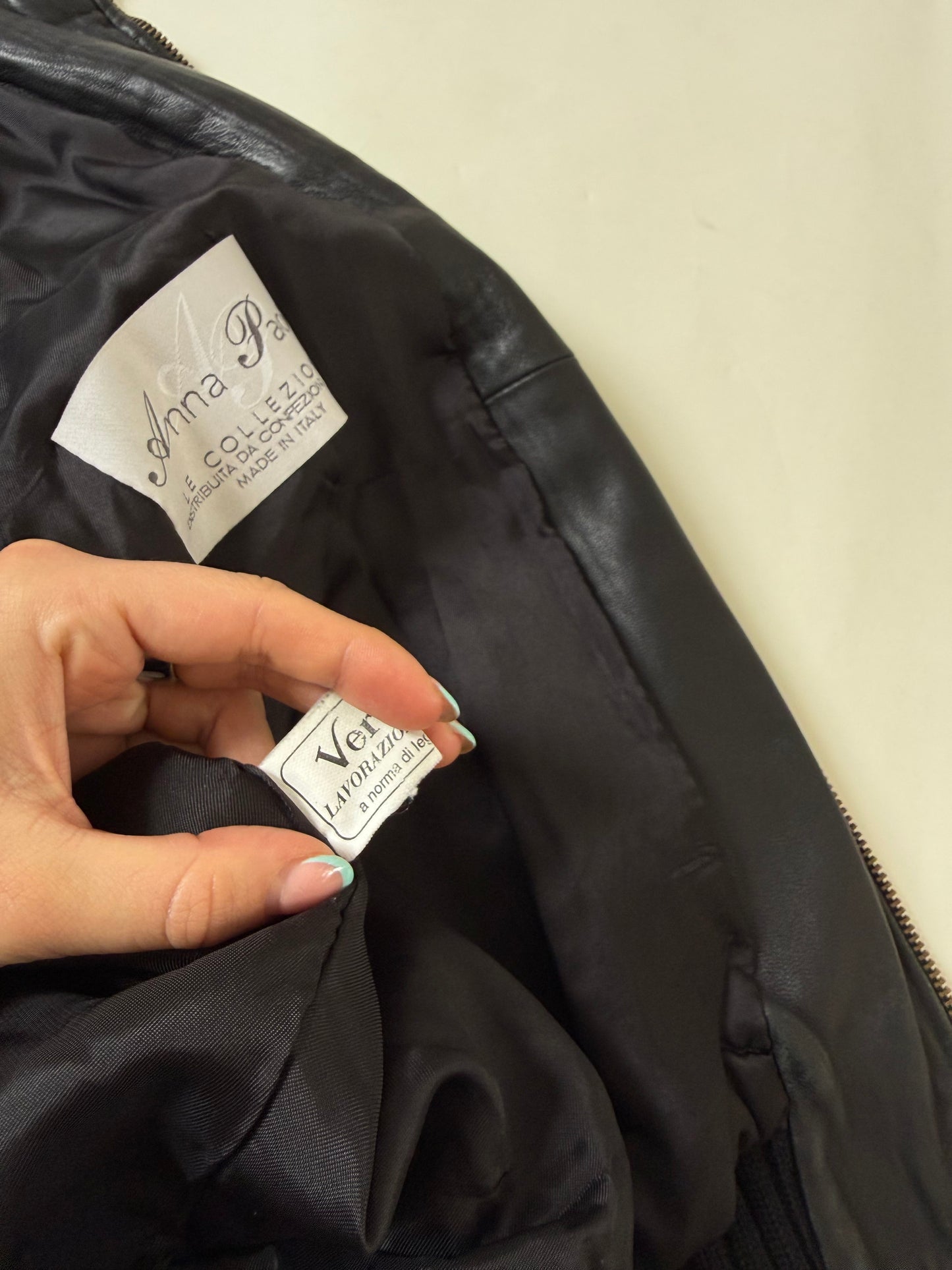 Leather Cargo Bomber Jacket (M)