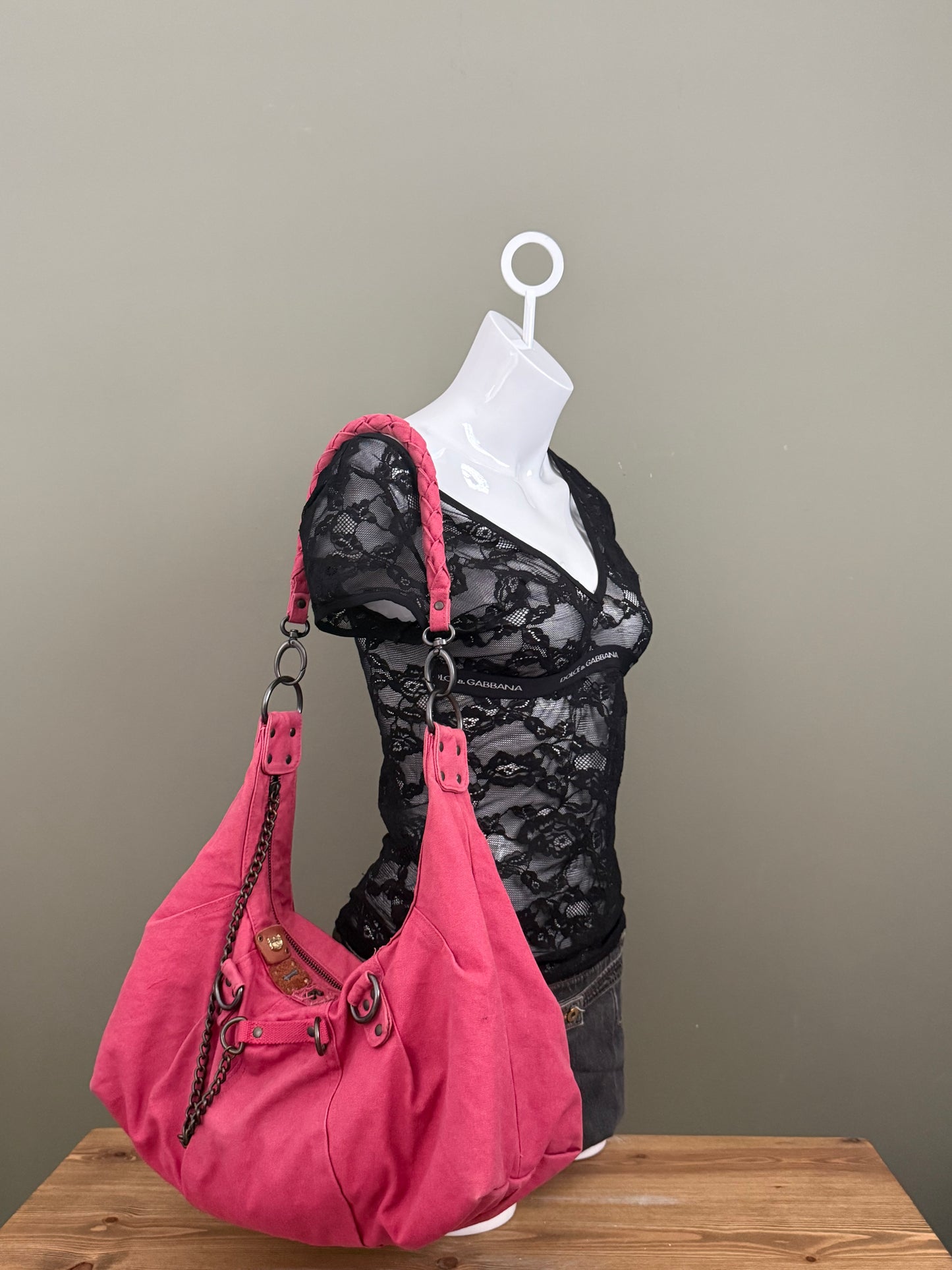 Pink Diesel Slouchy Shoulder Bag