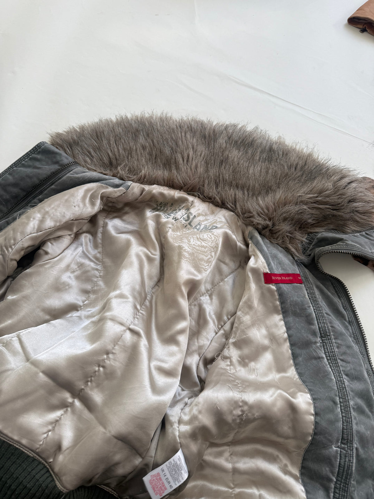 Khaki Y2K Bomber Jacket (UK14)