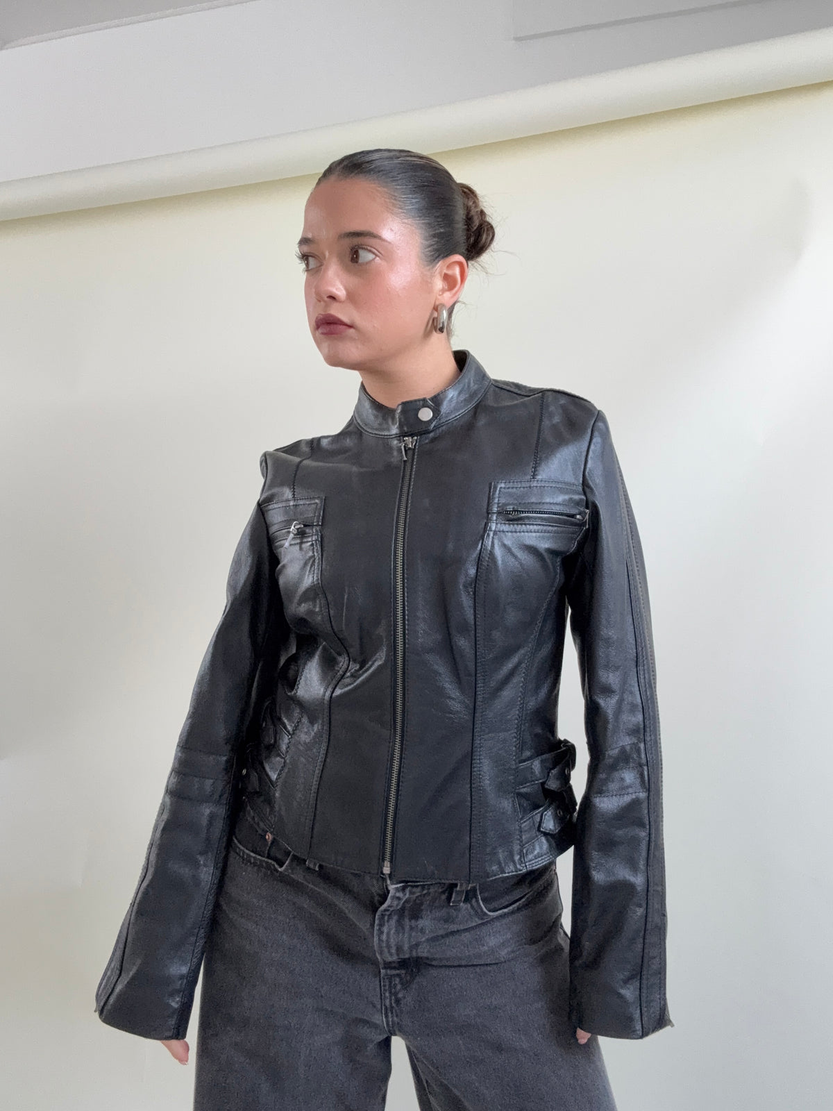 Vintage Fitted Leather Buckle Jacket (UK12)