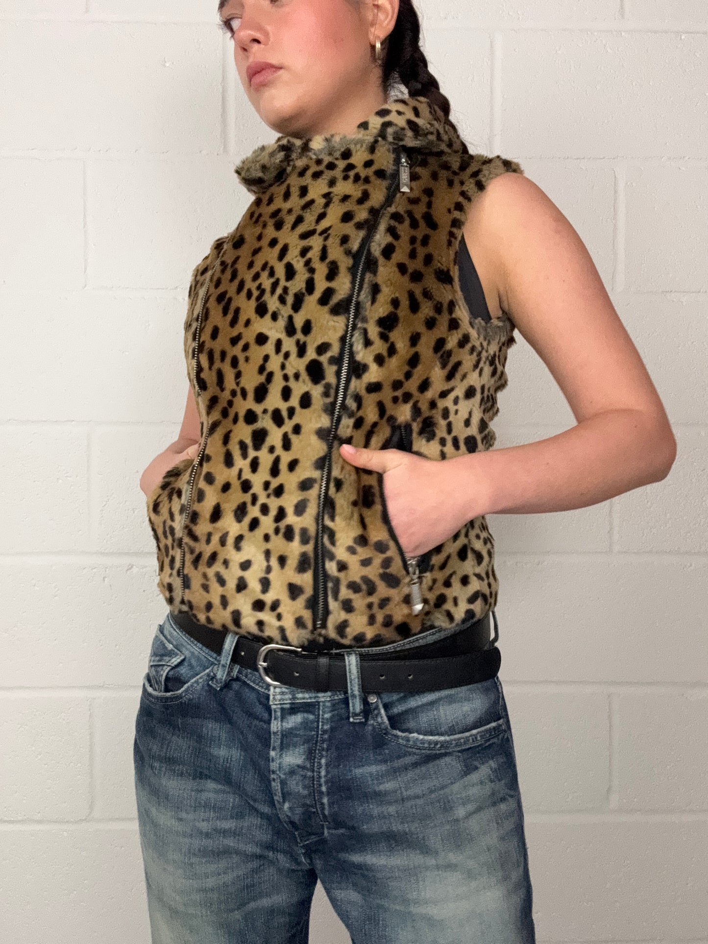 Guess Faux Fur Leopard Gilet (S)