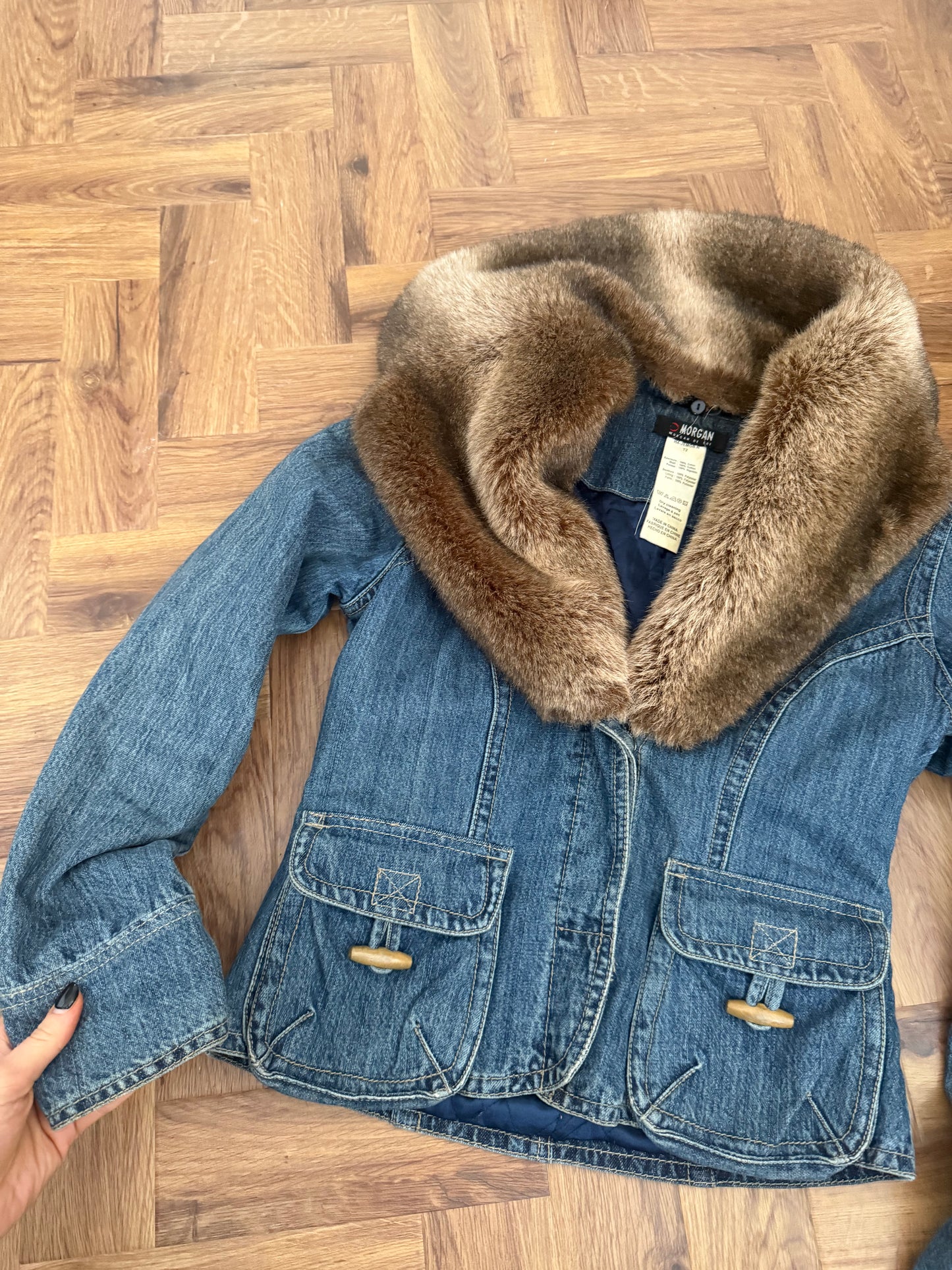 Morgan De Toi Denim Faux Fur Jacket (S)