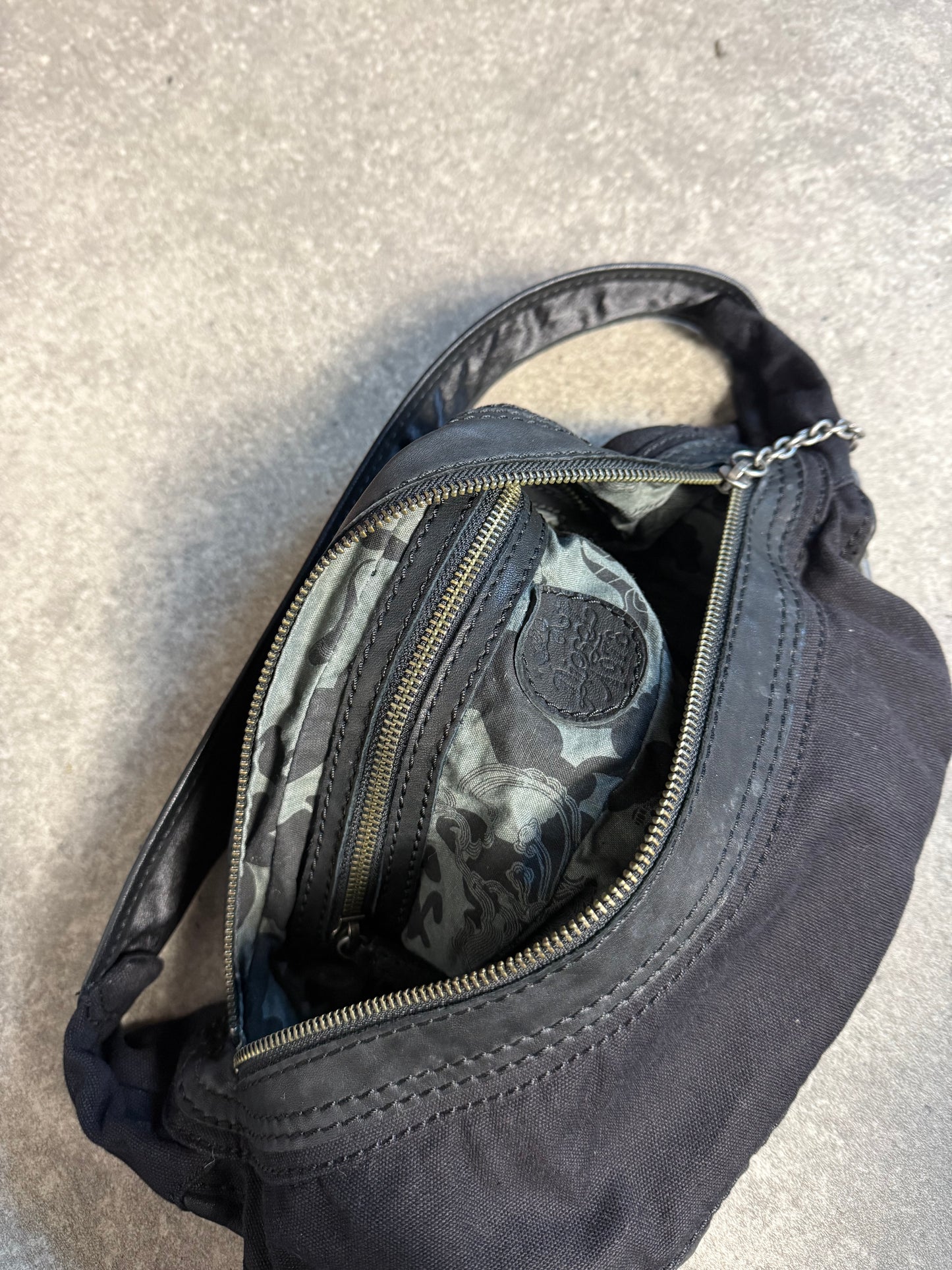 Diesel Leather Ruched Shoulder Bag