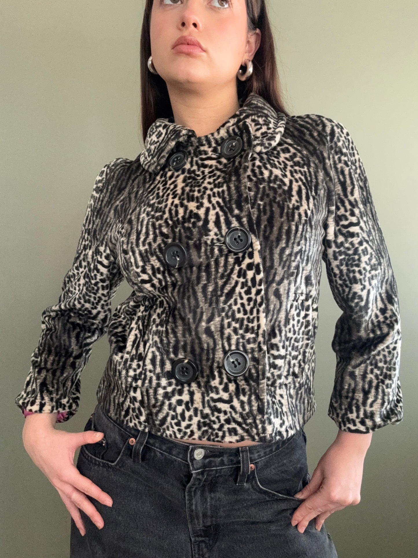 Leopard Pea Coat (UK10)