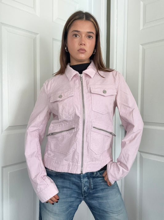 Pink Corduroy Cargo Jacket (M)