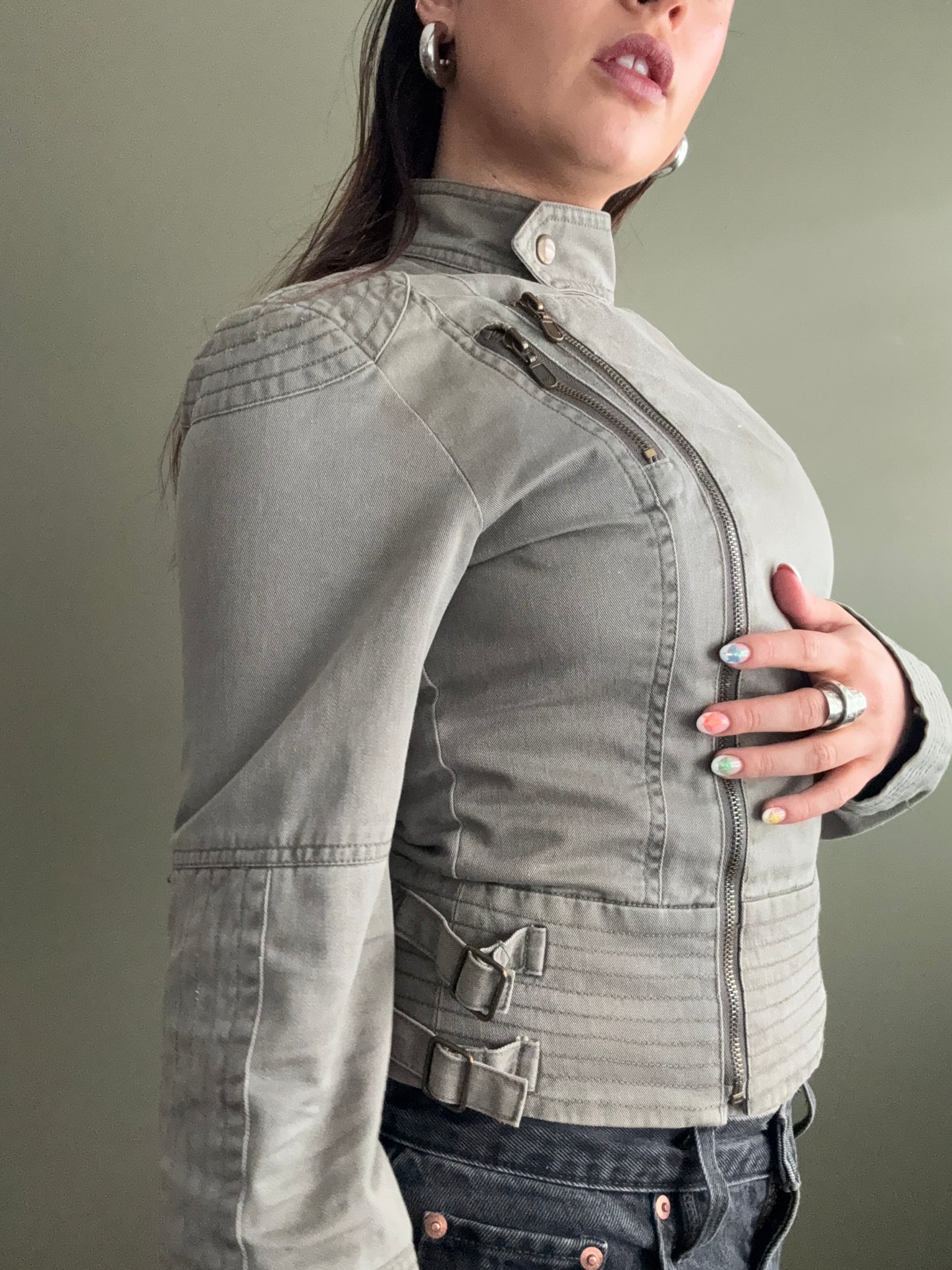 Khaki Biker Jacket (UK10)