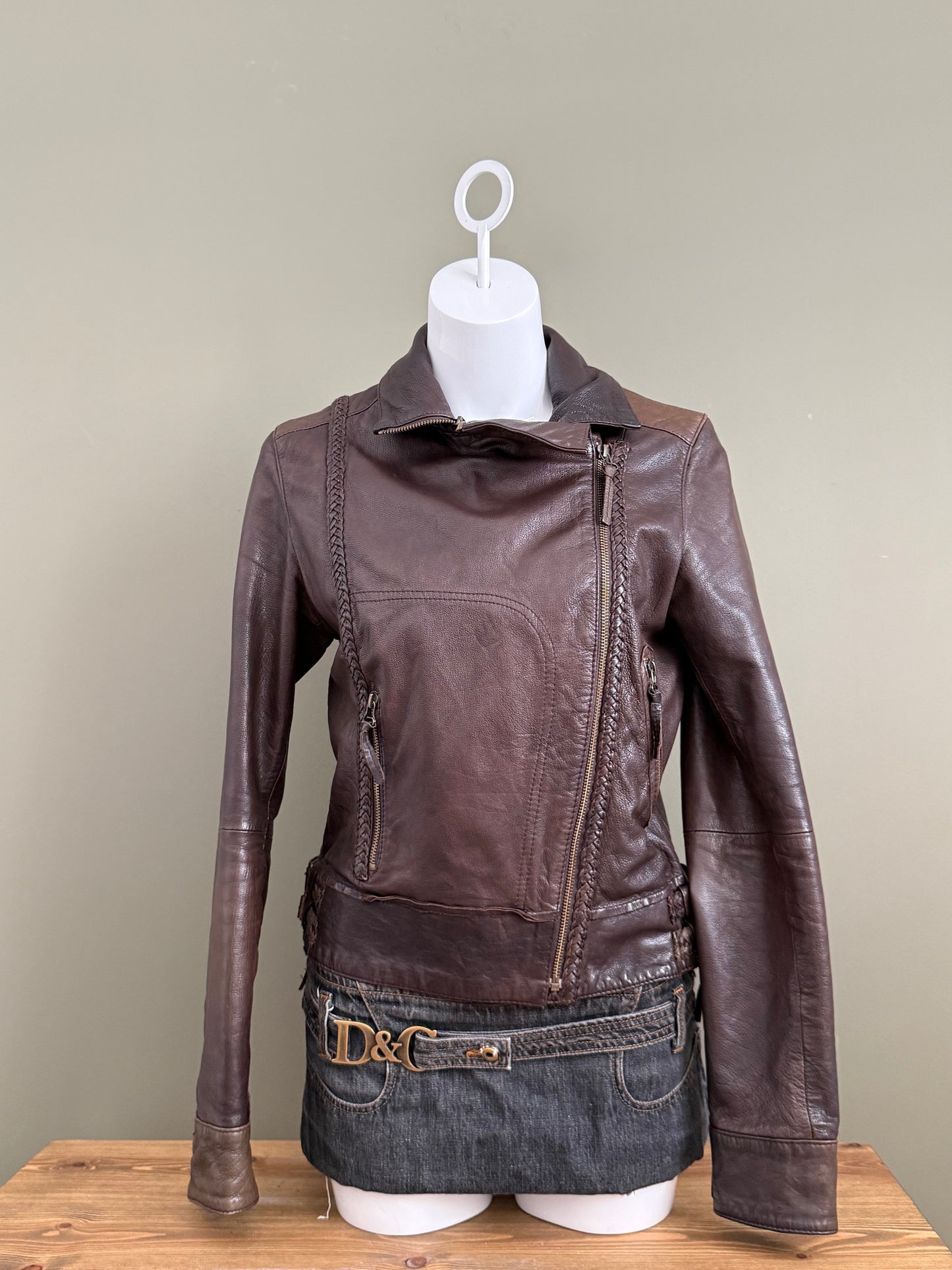 Allsaints Leather Braided Jacket (UK12)