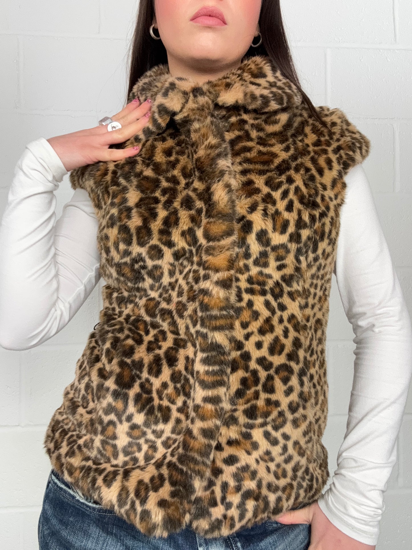 Faux Fur Leopard Gilet (S)