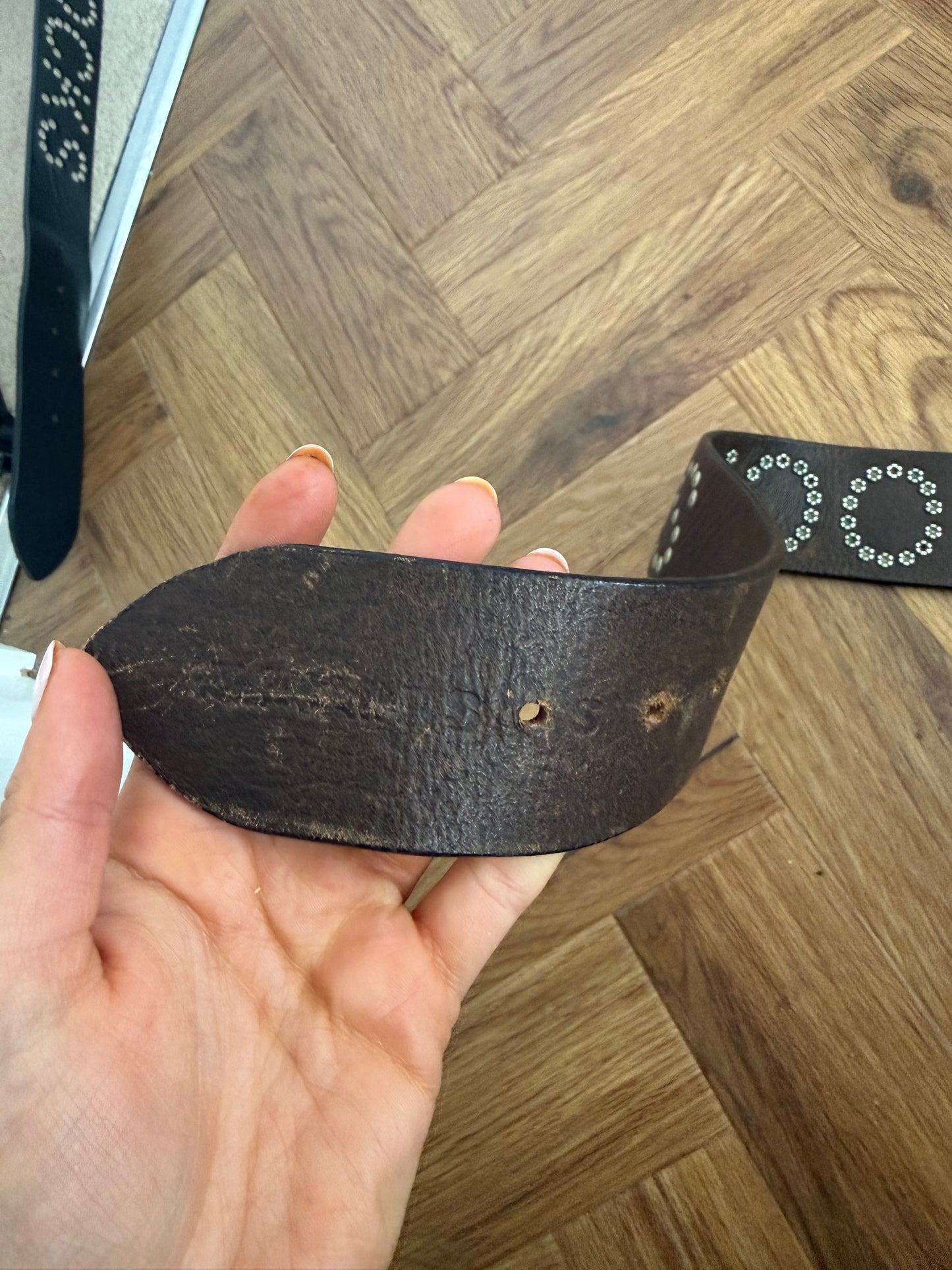 Allsaints Rocks Leather Studded Belt (S)