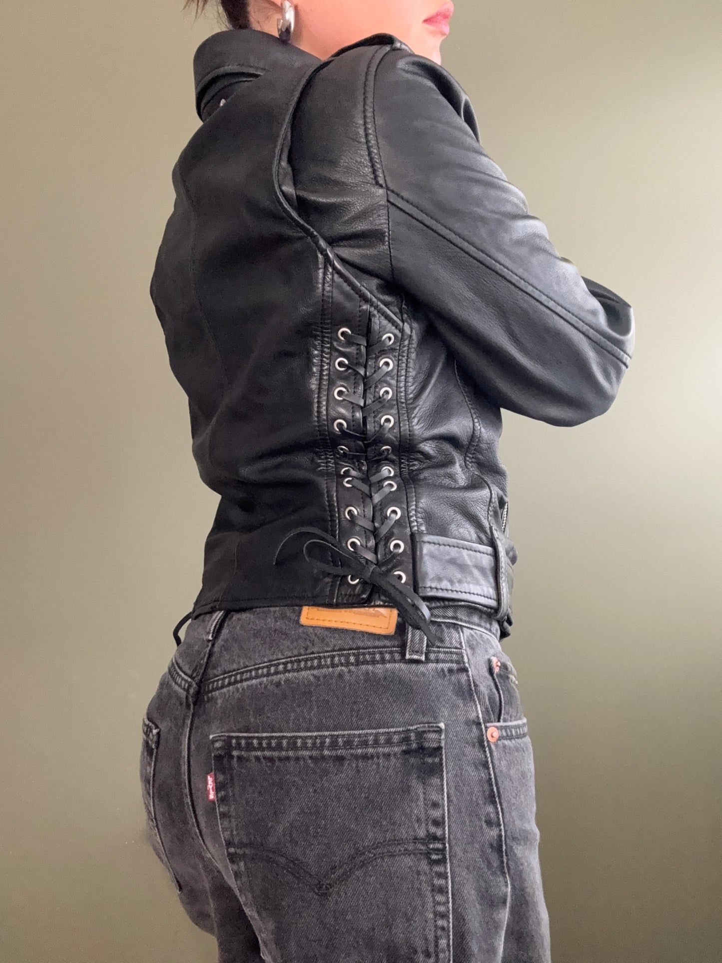 Diesel Corset Style Leather Jacket (XS)