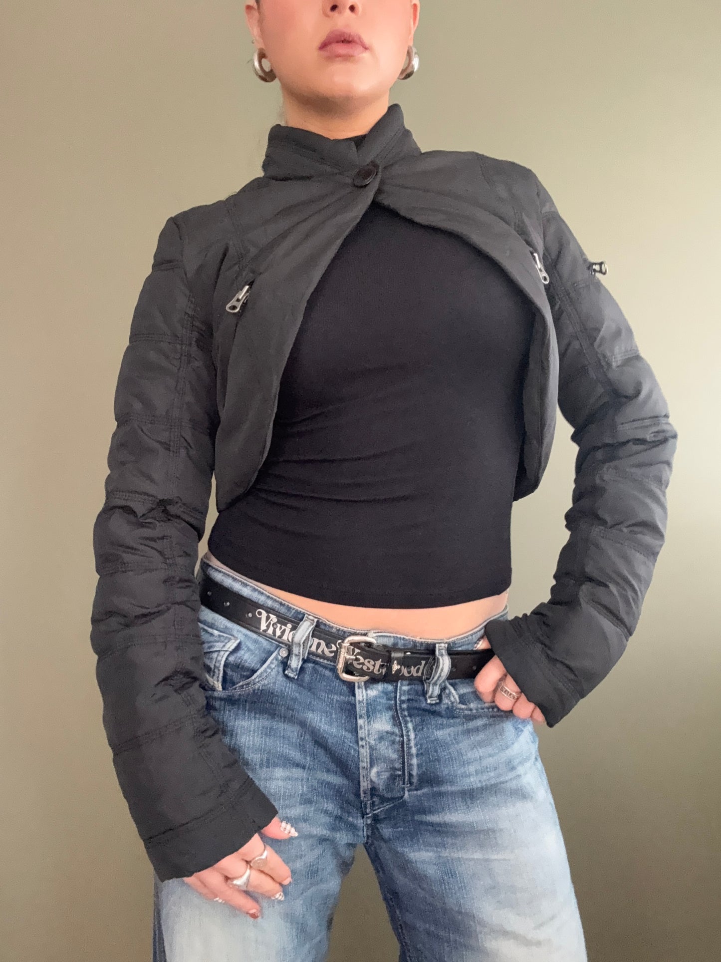 Y2K Ultra Cropped Puffer Jacket (UK8)