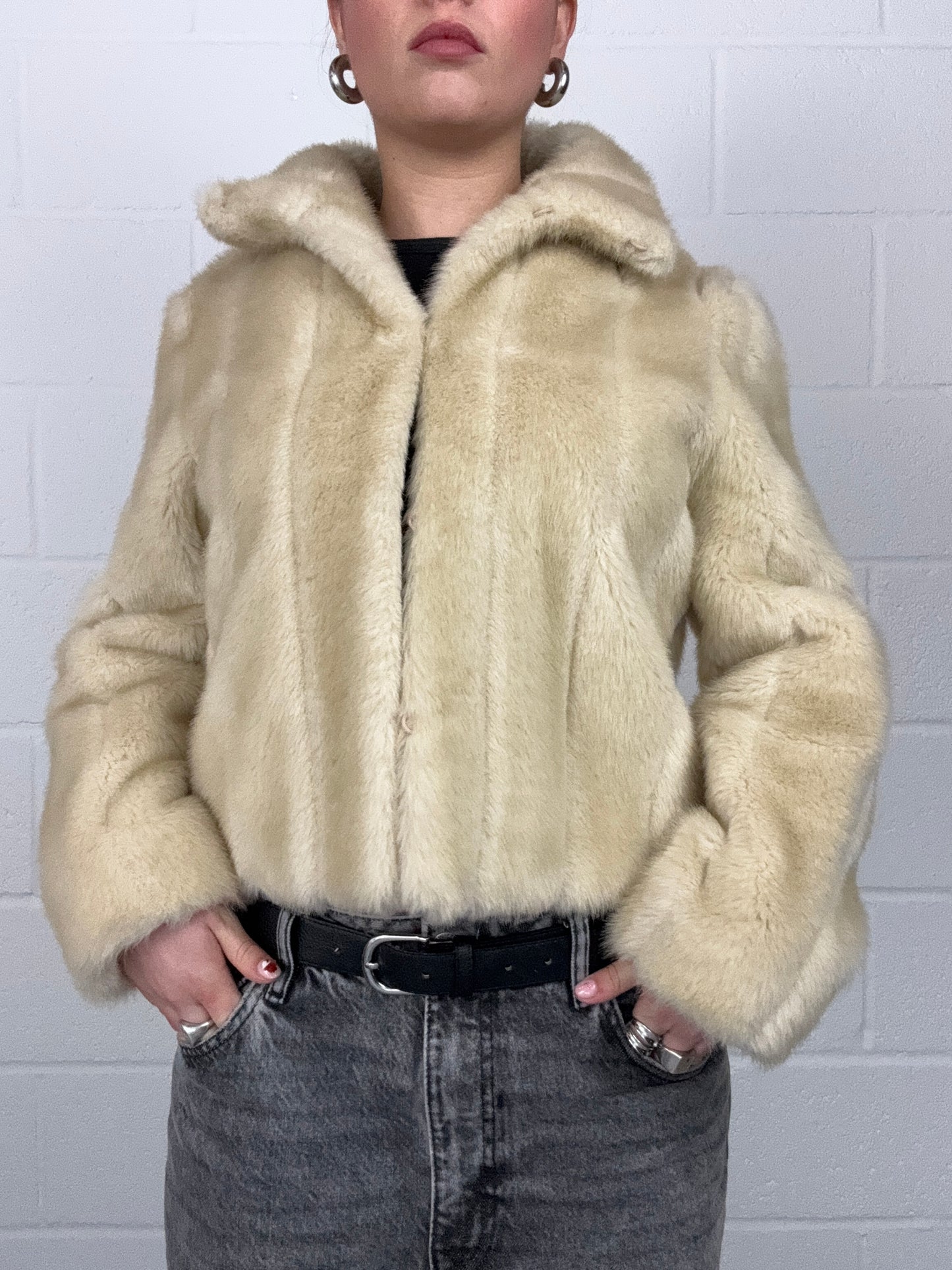 Cream Faux Fur Jacket (UK10)