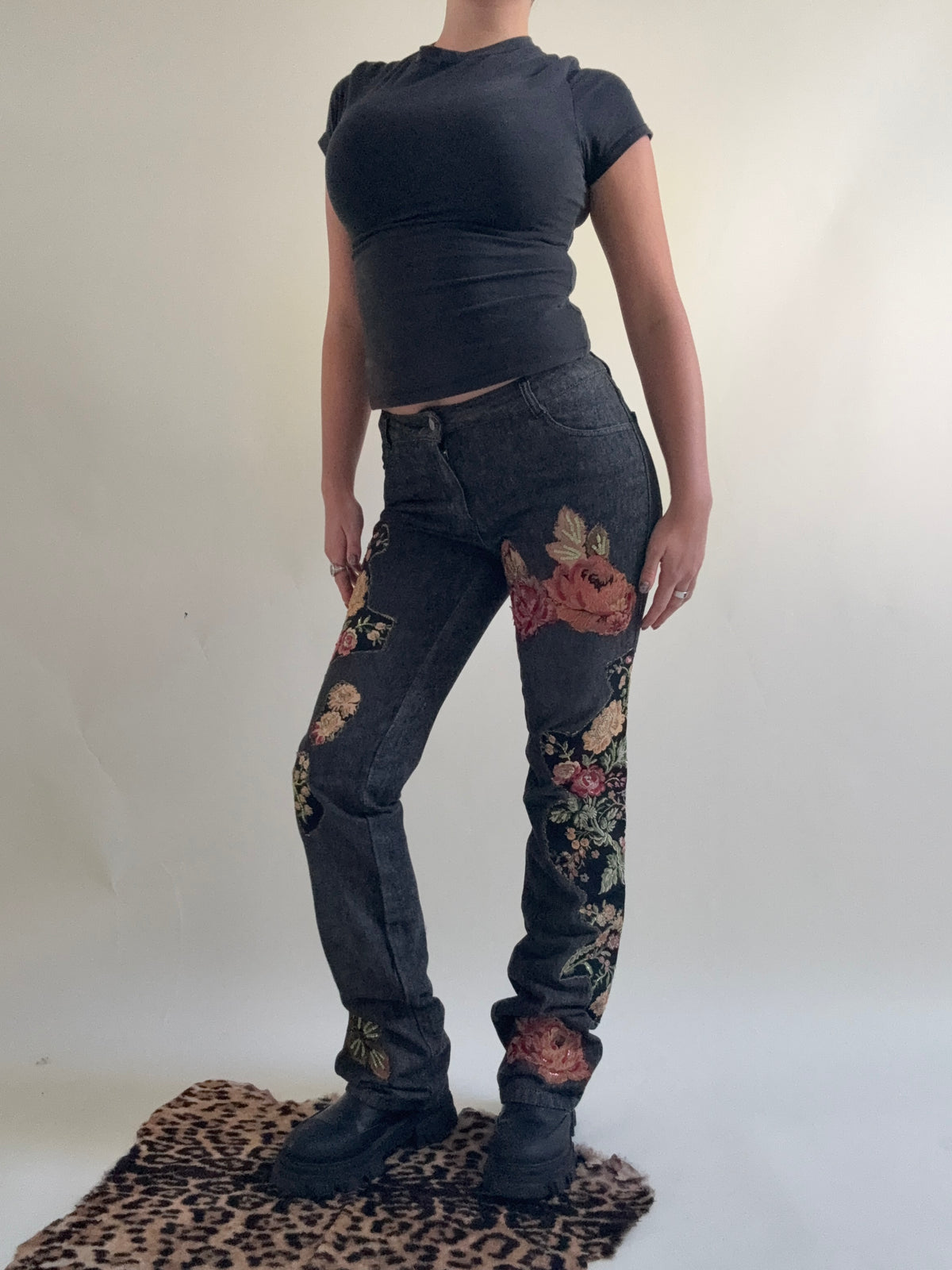 Morgan De Toi Embroidered Patchwork Jeans (S)