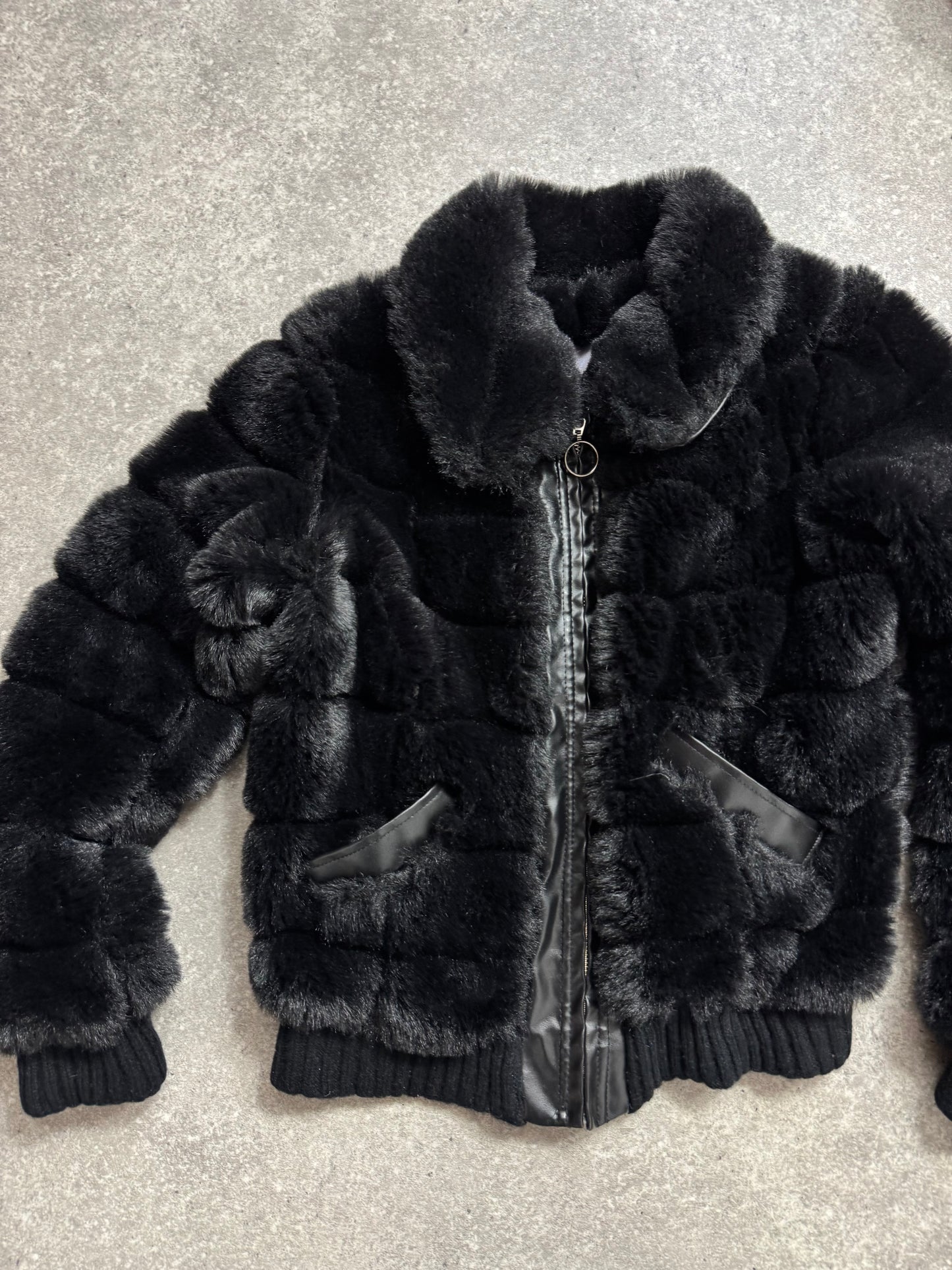 Black Faux Fur Jacket (XS)