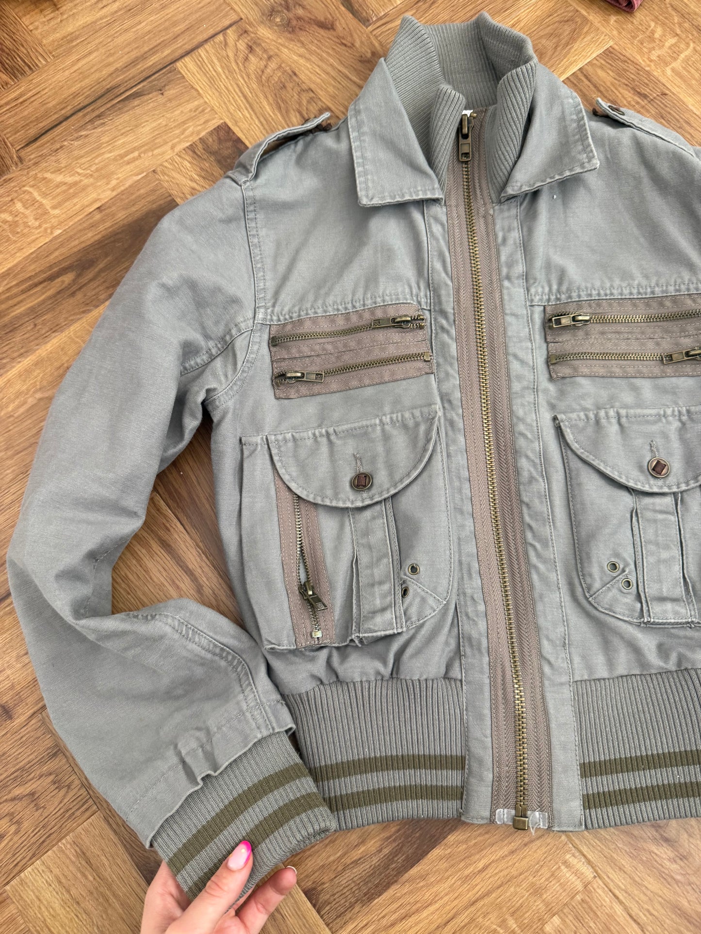 Y2K Cargo Bomber Jacket (UK10)