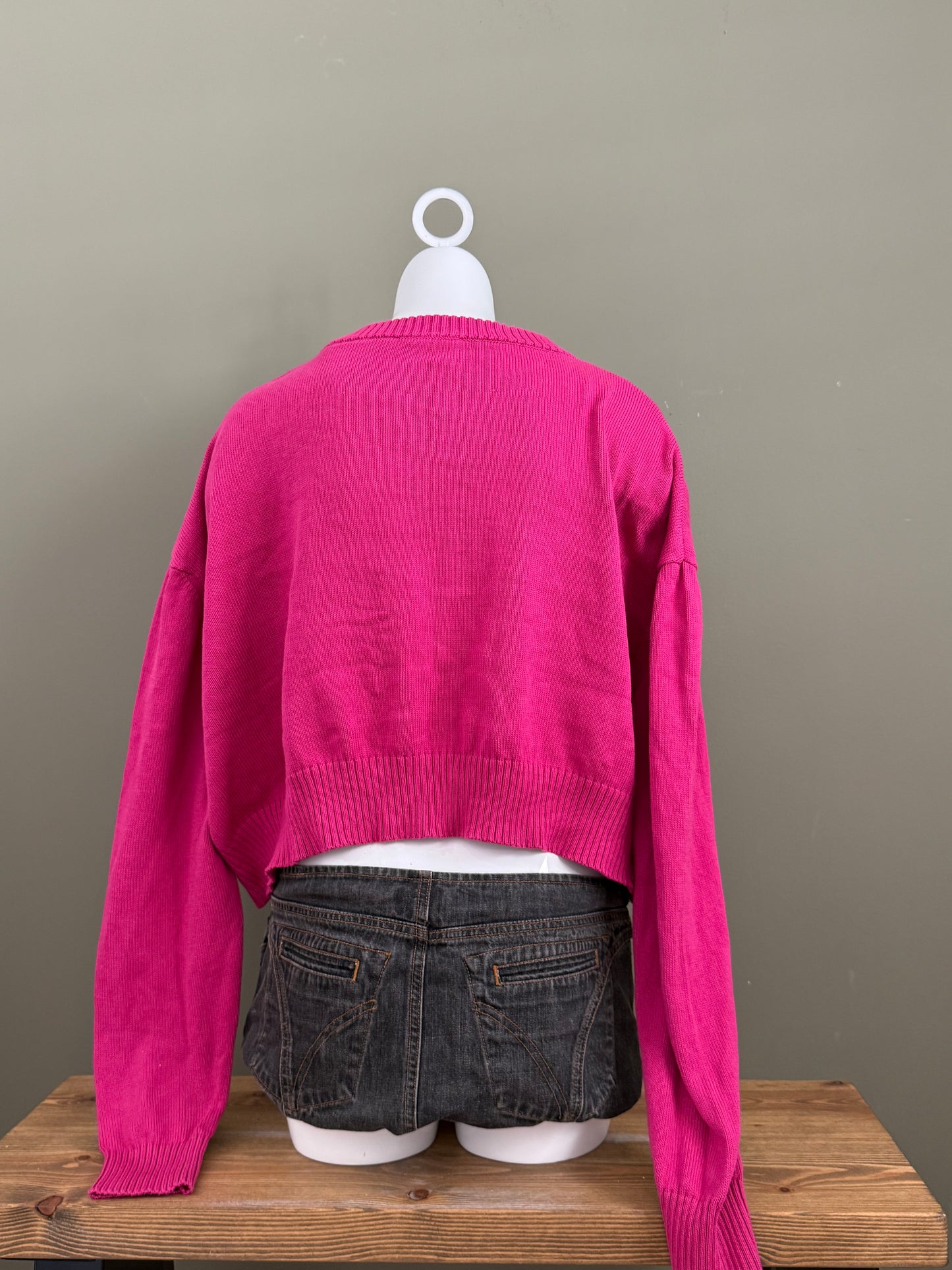 Pink Cropped Diesel Knit Jumper (M)