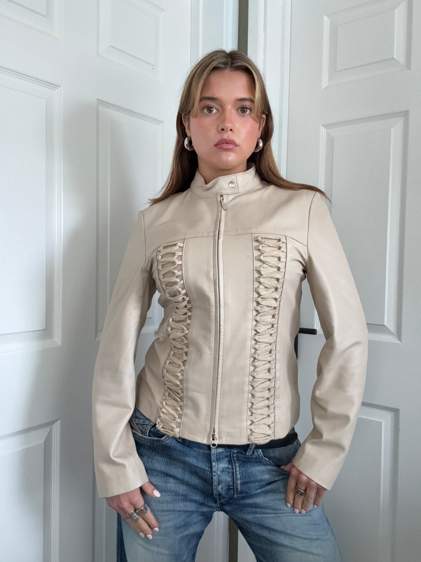 Leather Corset Style Jacket (UK10)