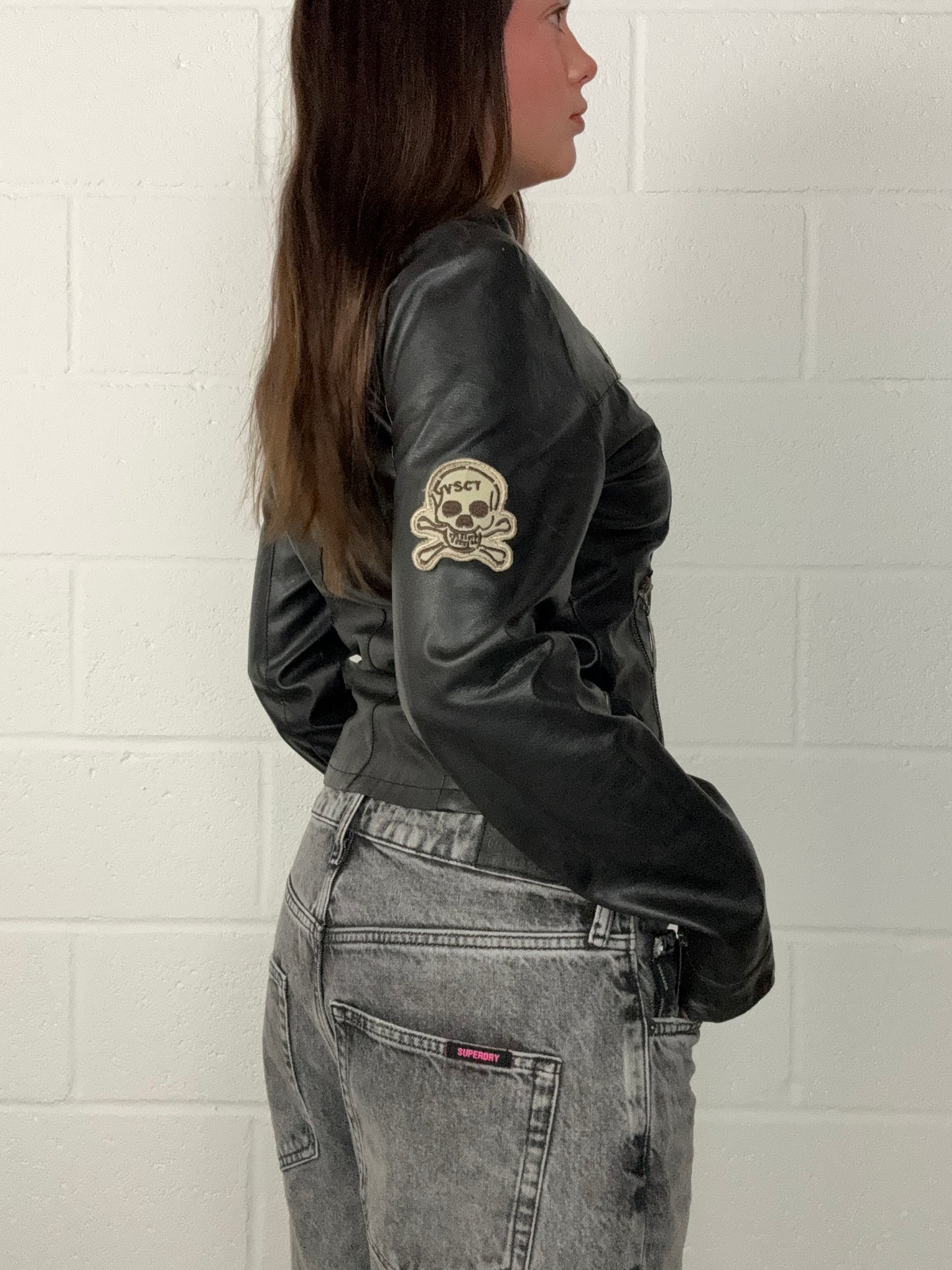 Faux Leather Biker Jacket (UK10)