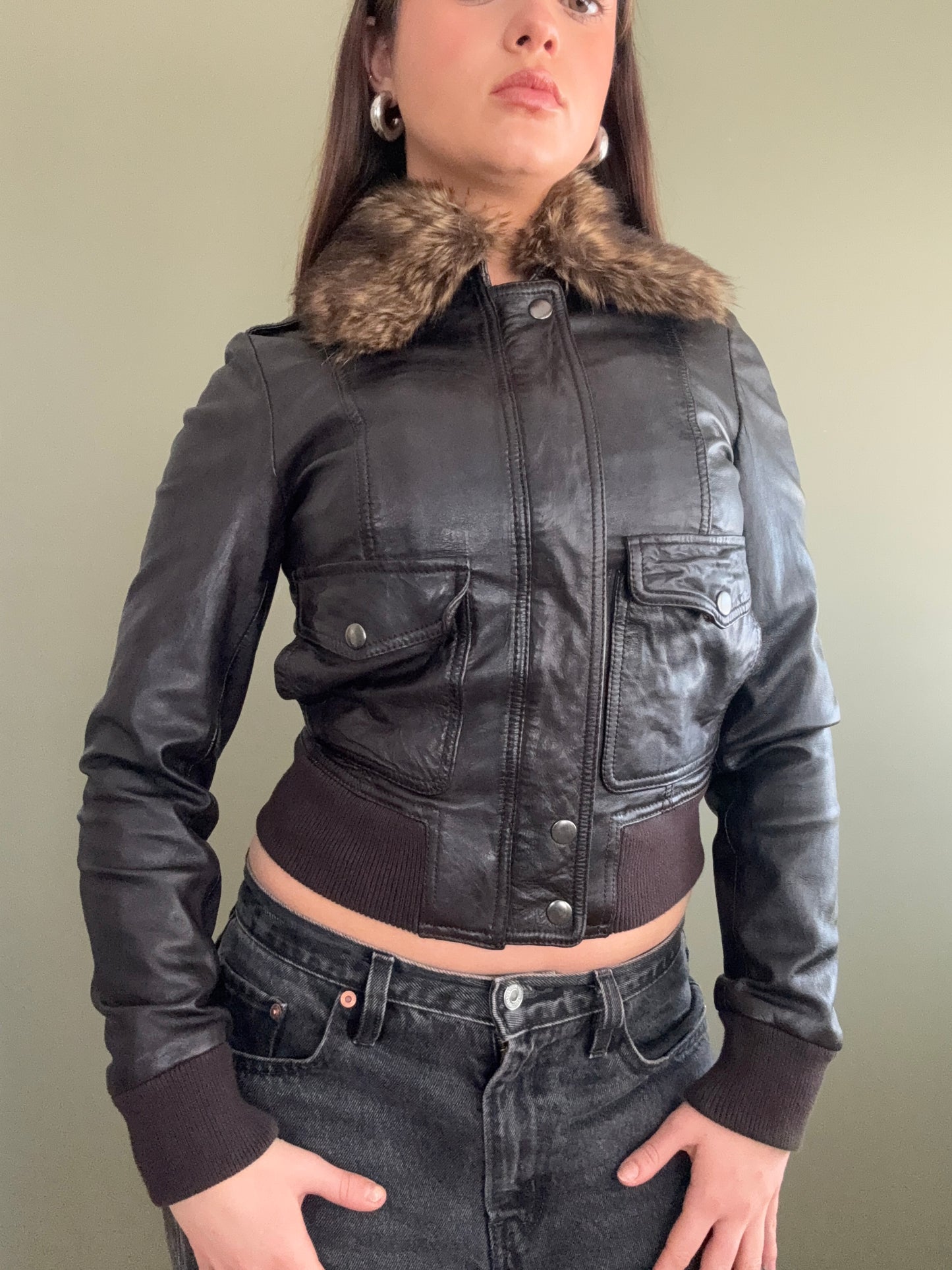 Leather Fitted Jacket (UK8)