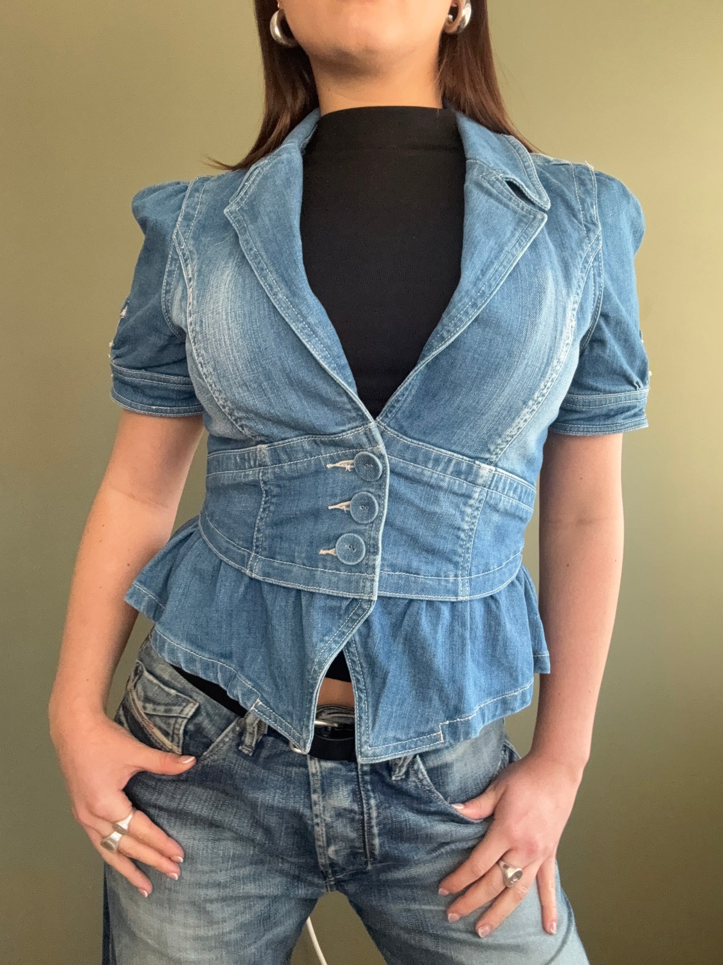 Denim Fitted Shortsleeve Jacket (UK12)