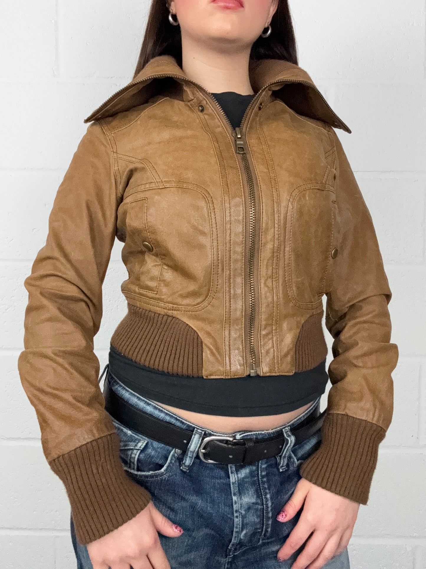 Leather Fitted Jacket (UK8)