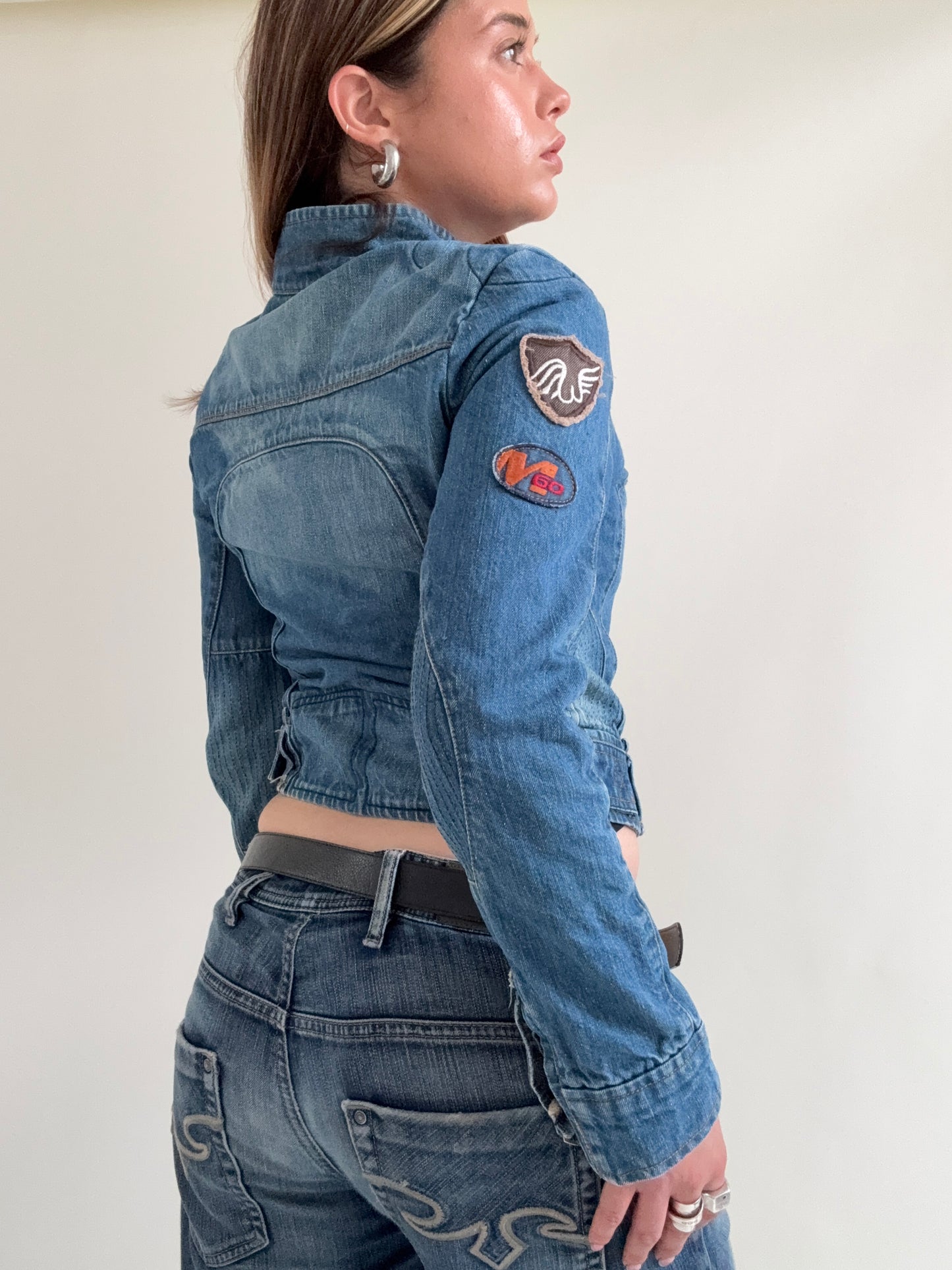 Y2K Denim Biker Jacket (XS)