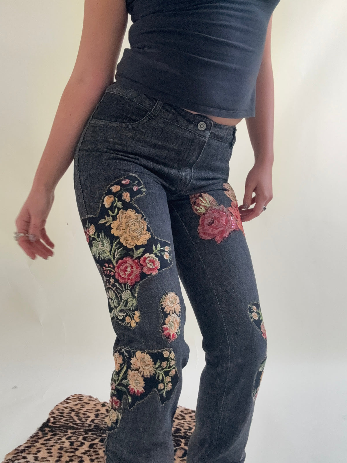 Morgan De Toi Embroidered Patchwork Jeans (S)