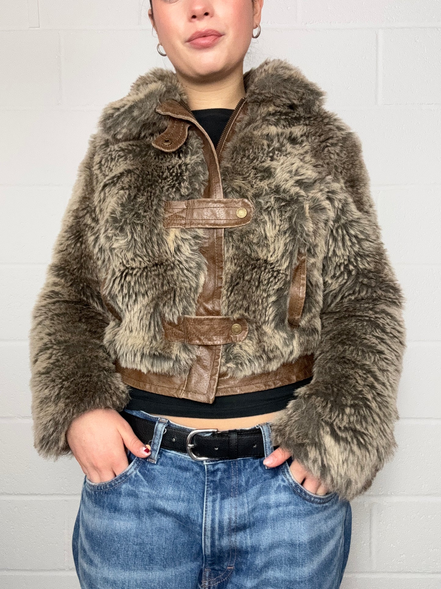 Y2K Faux Fur Jacket (UK8)