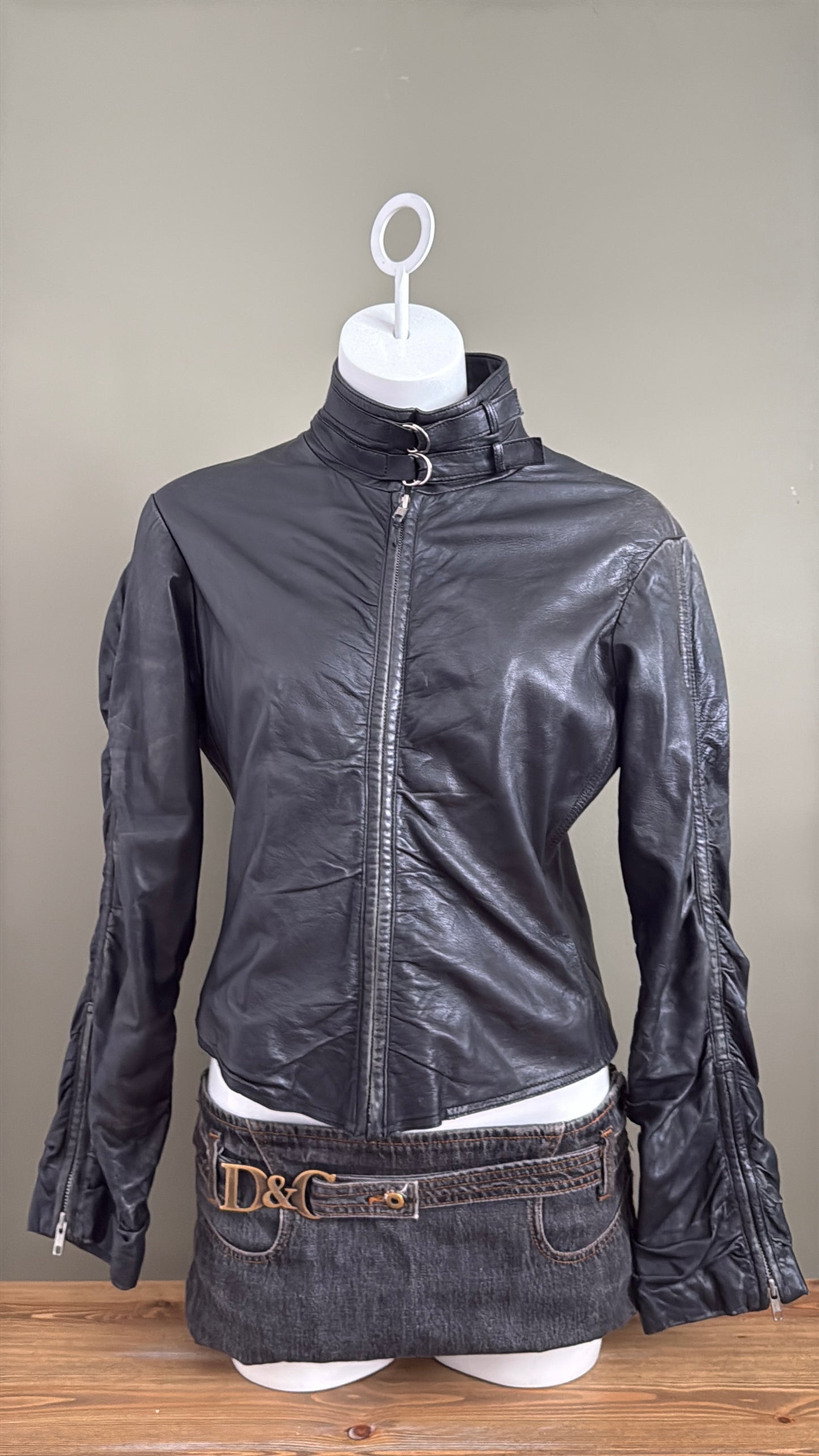 Leather Ruched Jacket (UK14)