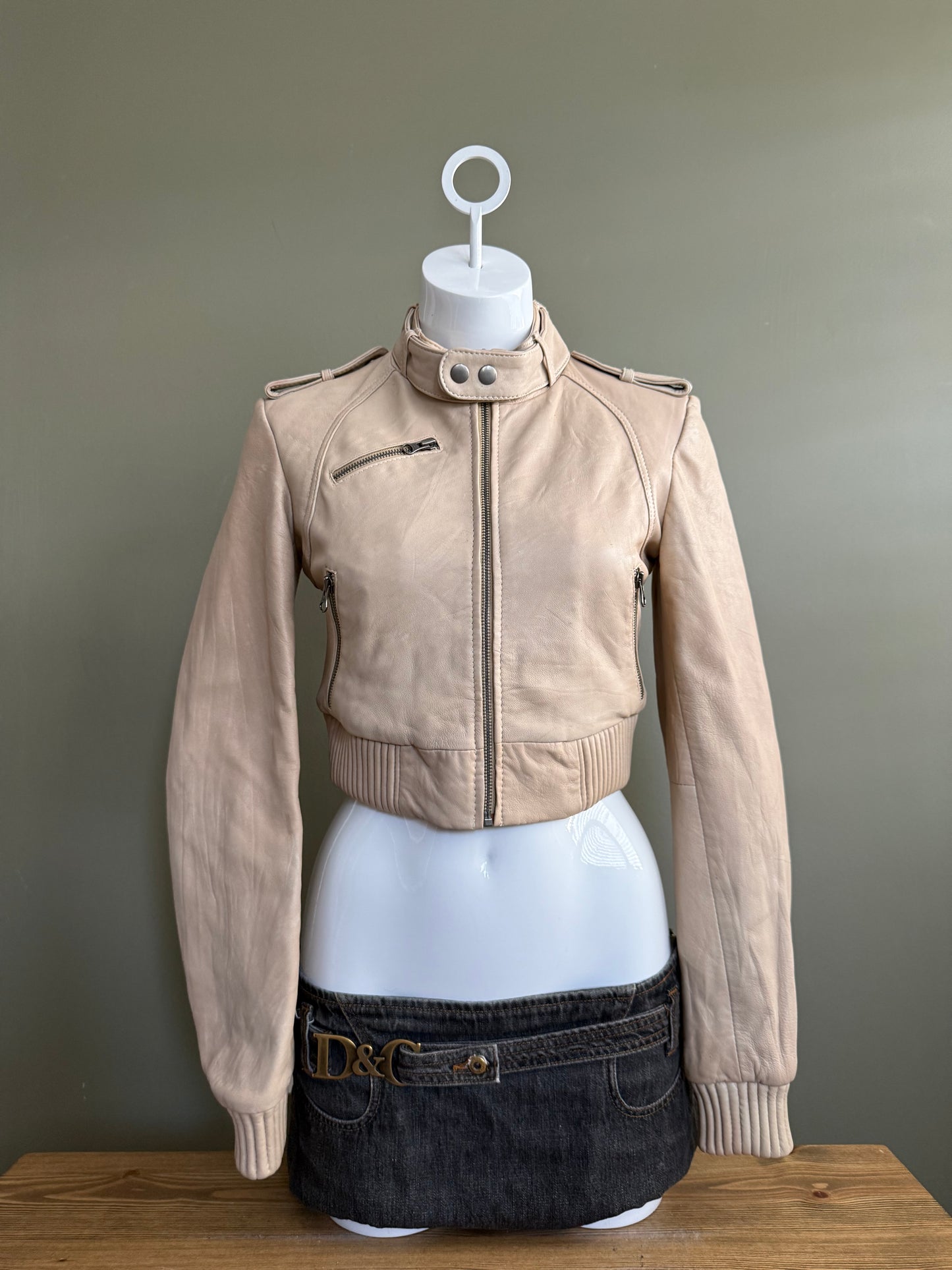 Cropped Leather Jacket (M)