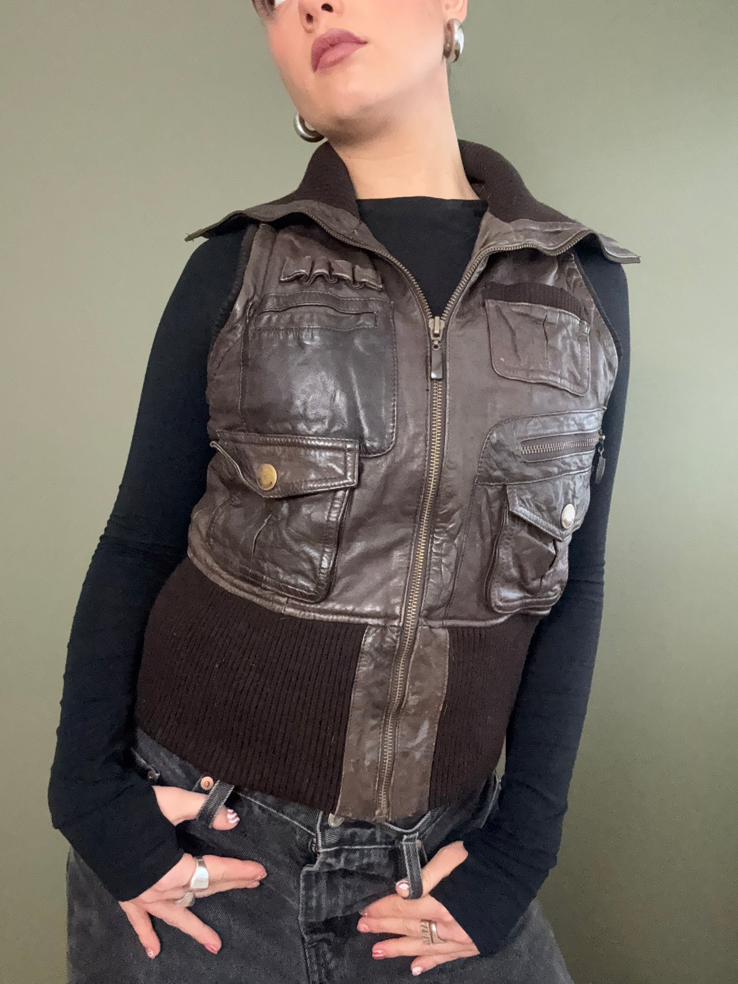 Leather Cargo Gilet (S)