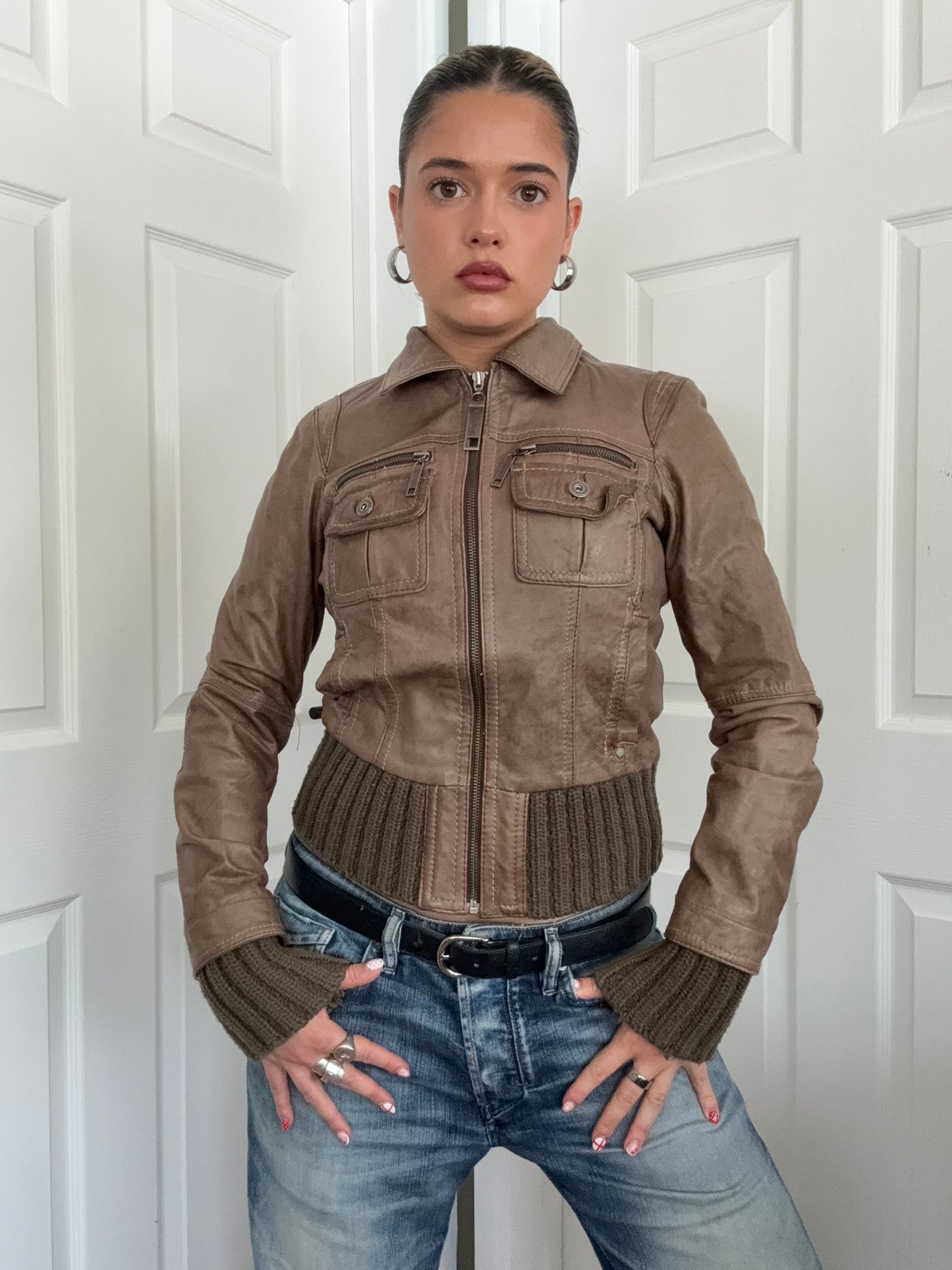 Leather Bomber Jacket (UK10)