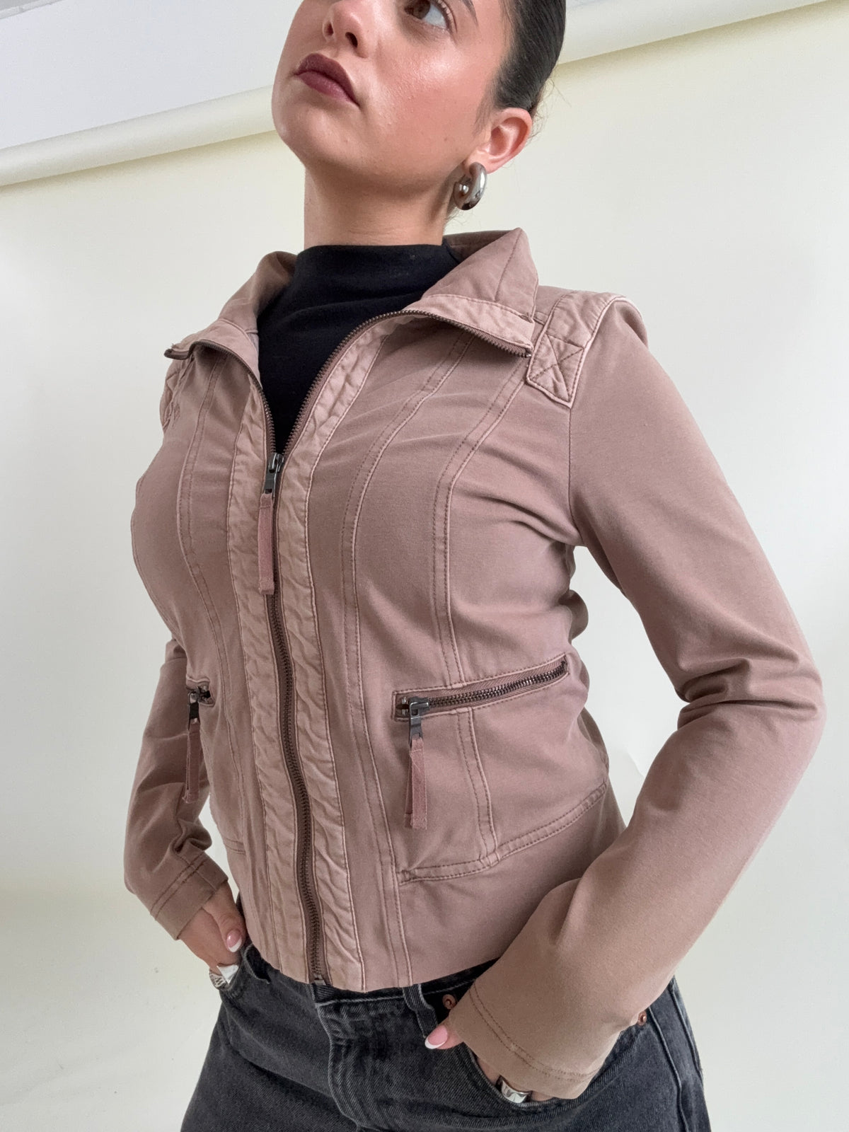 Beige Cargo Zip Jumper (M)
