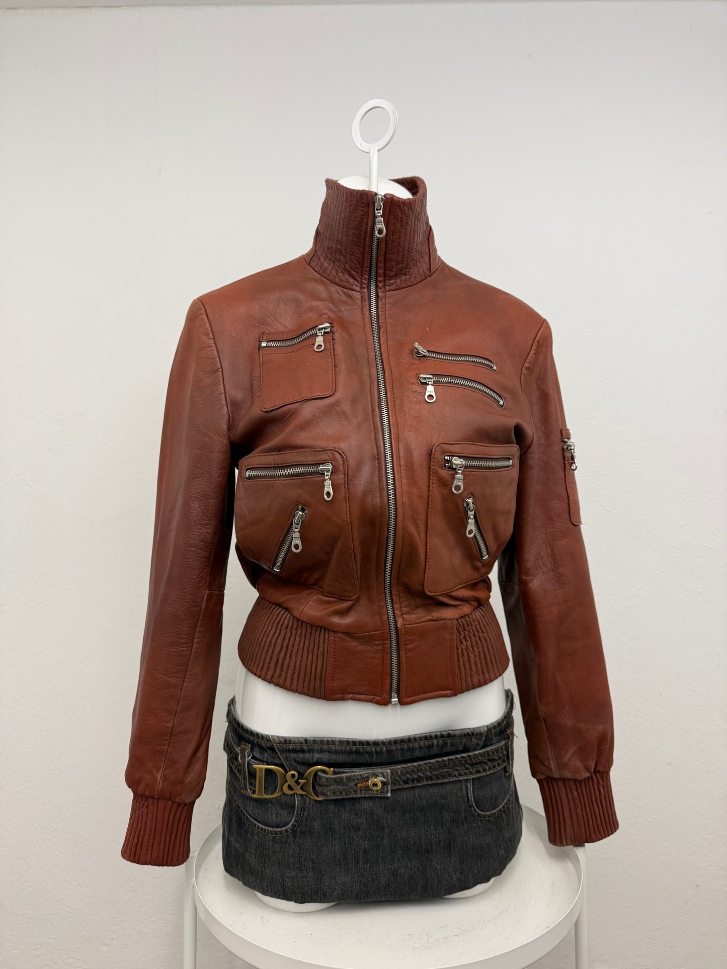 Leather Cargo Jacket (L)