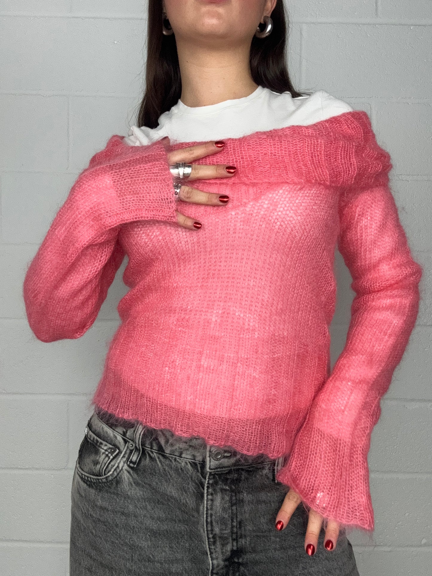 French Connection Pink Mohair Jumper (S)