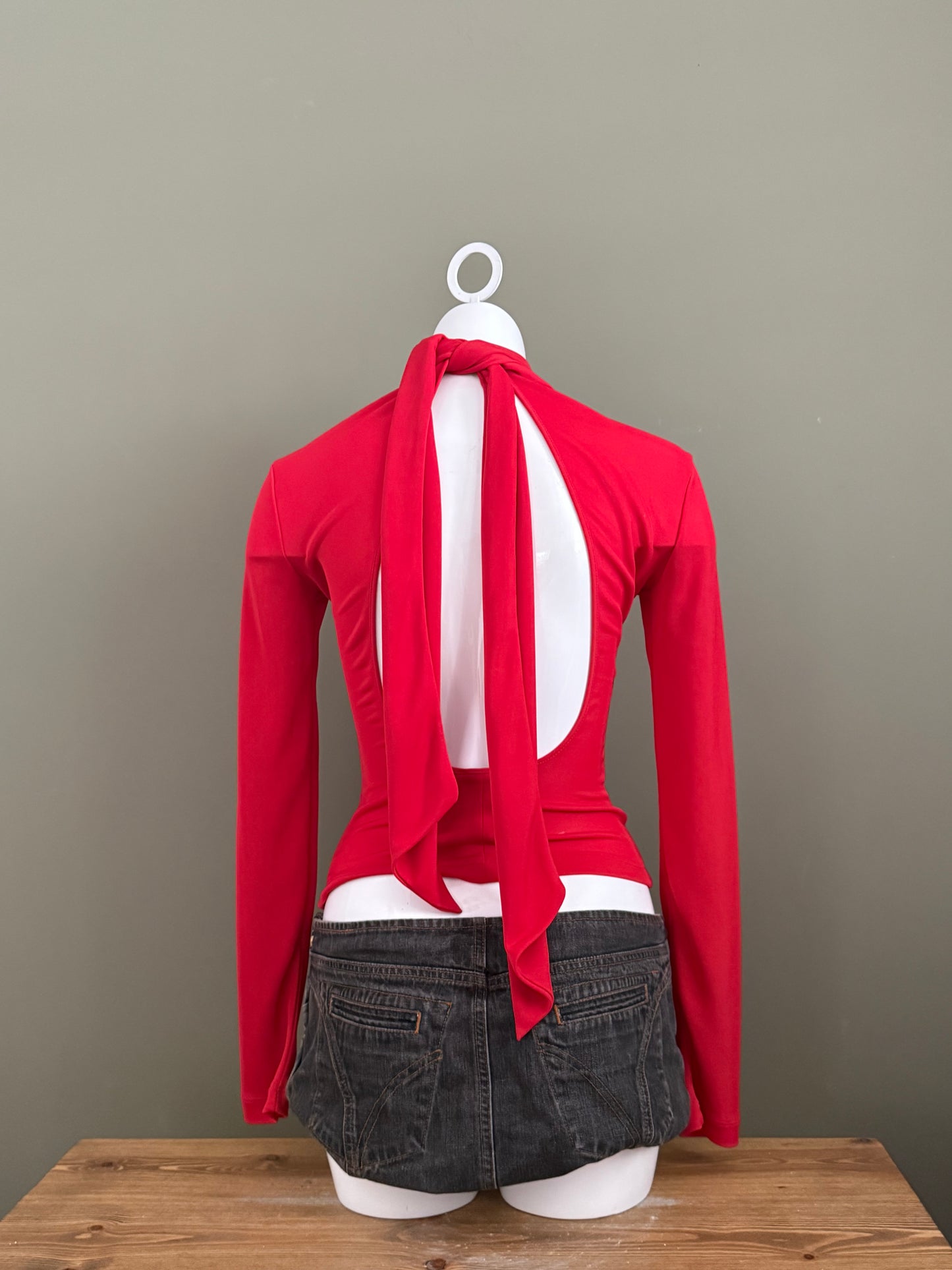 Dolce & Gabbana Red Mesh Longsleeve Top (S)