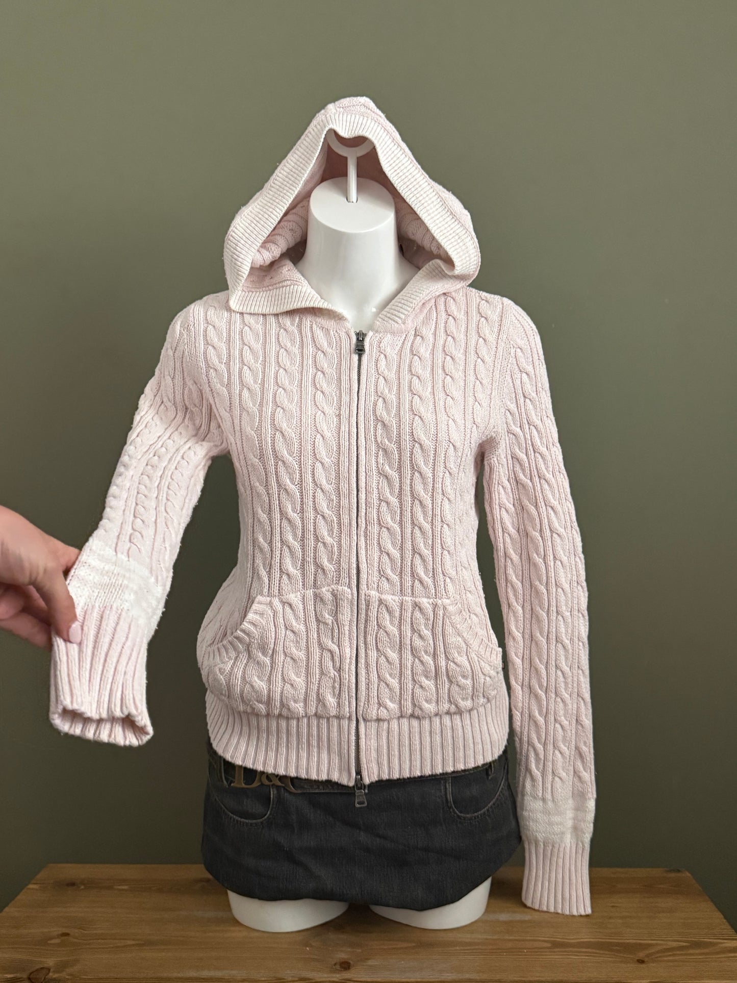 Baby Pink Ralph Lauren Cable Knit Jumper (M)