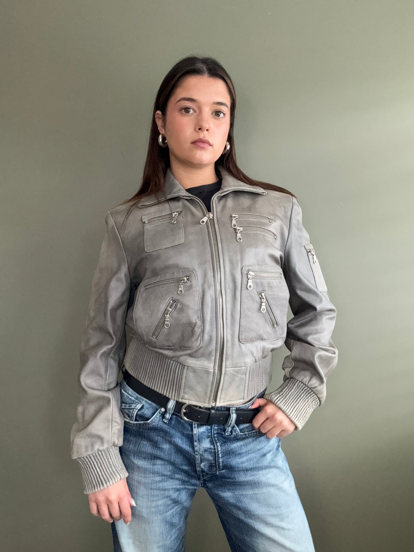 Leather Cargo Jacket (M)