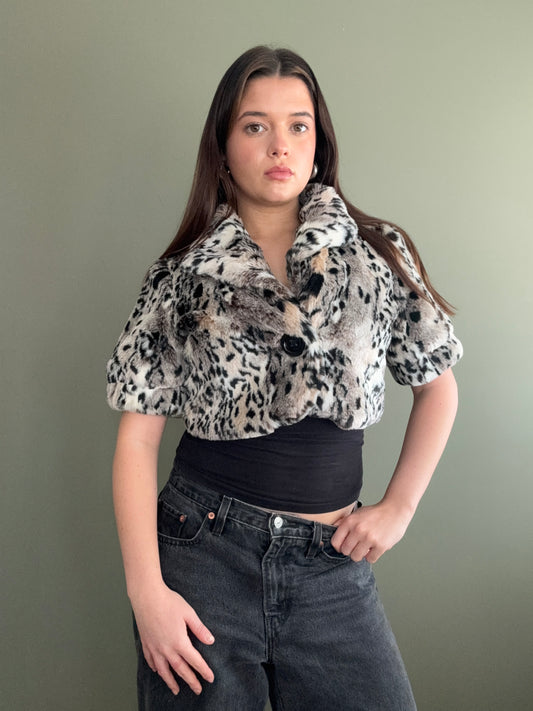Faux Fur Leopard Bolero (UK12)